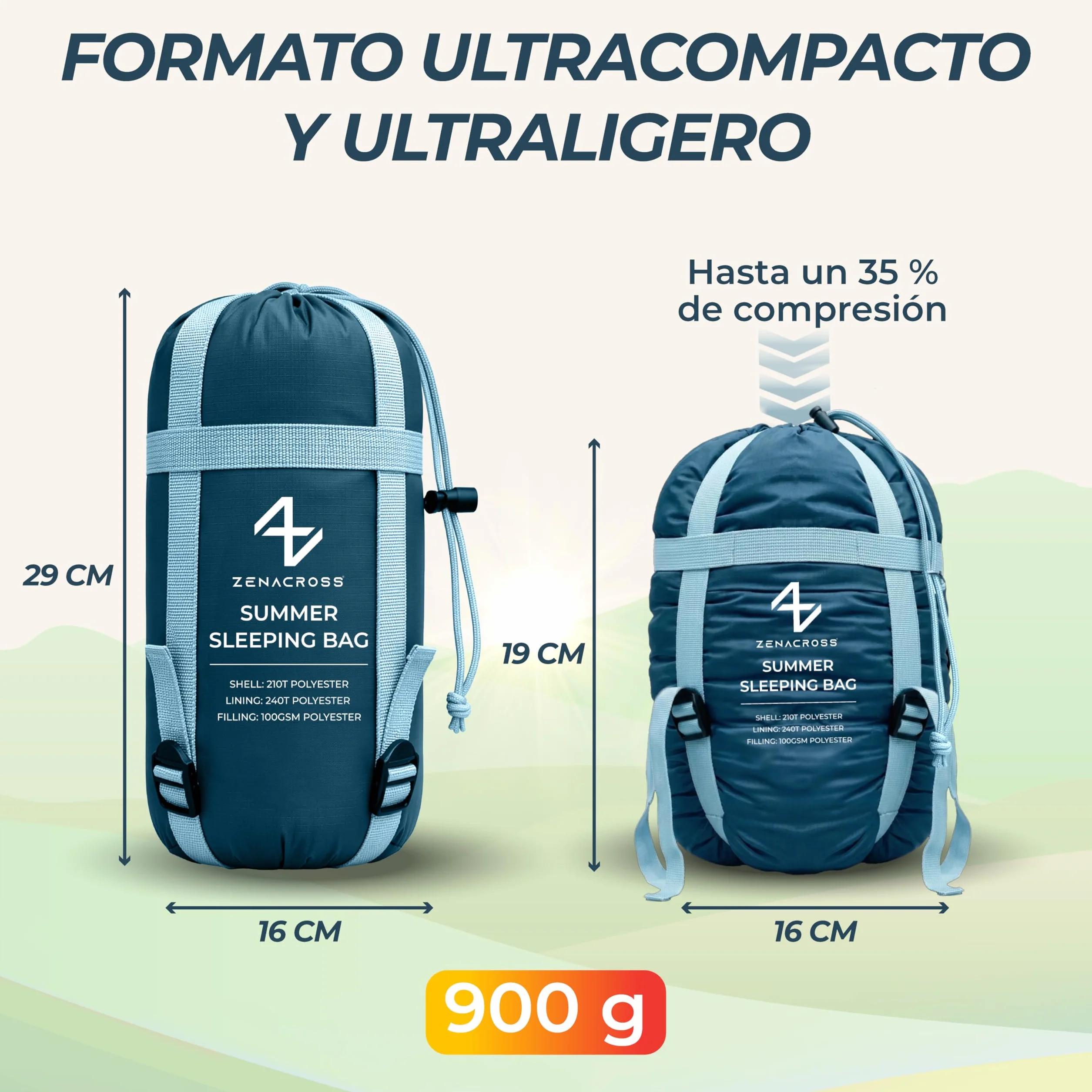 Saco de Dormir Adulto - Saco Dormir Ultraligero & Compacto per Vivac, Campismo e Montaña