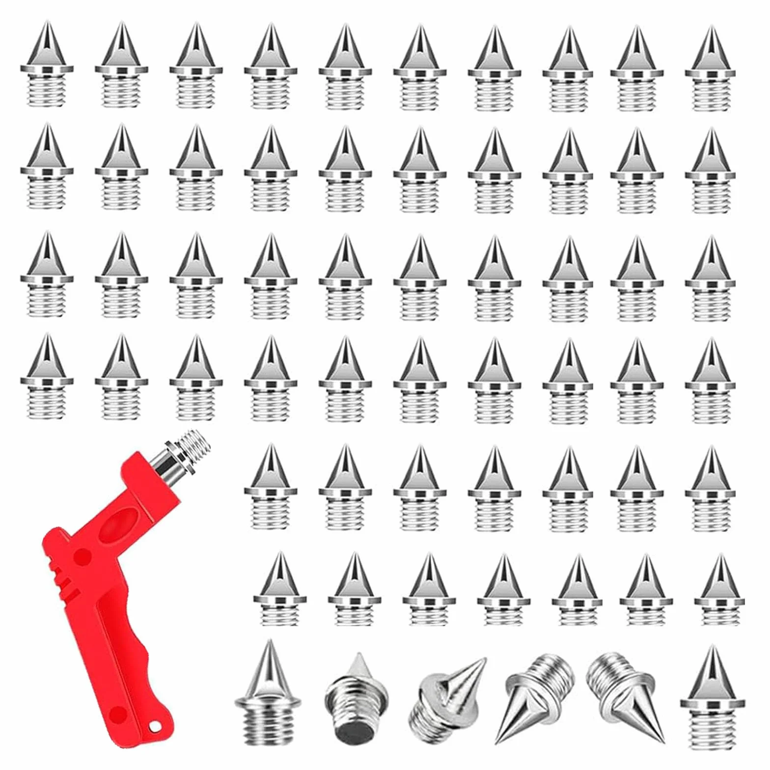 50 clavos de 6 mm de punta – Picos de repuesto para zapatos de atletismo – Incluye llave de punta – Ideal para saltar, correr, senderismo y pasarela – Pinchos de plástico resistentes y