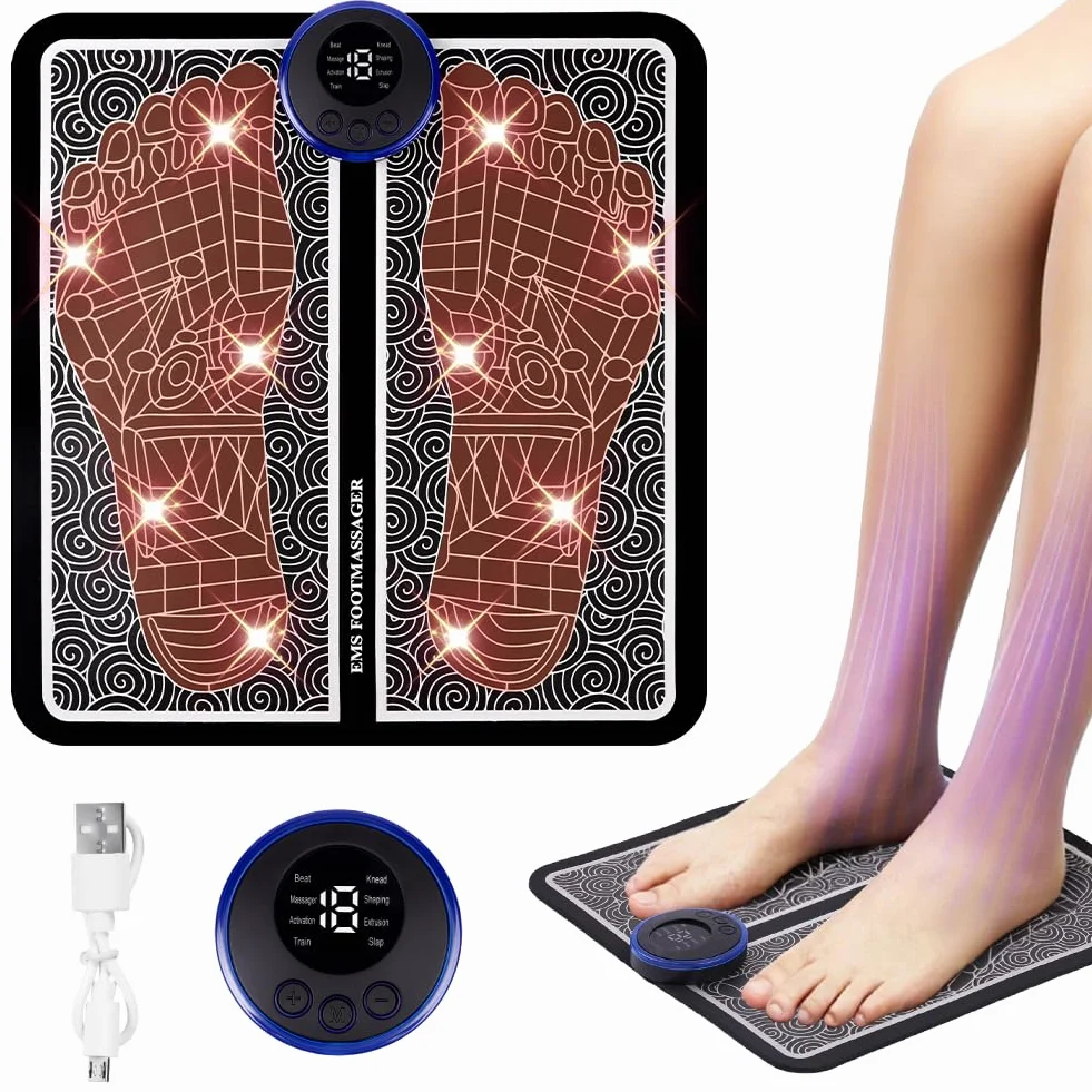 Masajeador de Pies Eléctrico 8 Modos 19 Niveles de Intensidad Alivio Dolor Plantar
