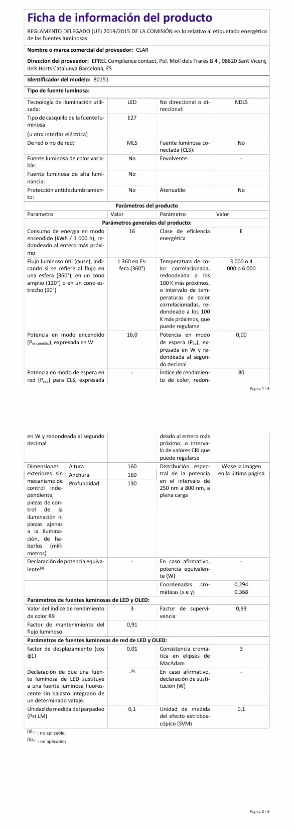 CLAR Ventilador de Techo con Luz, Ventilador Pequeño para Habitación