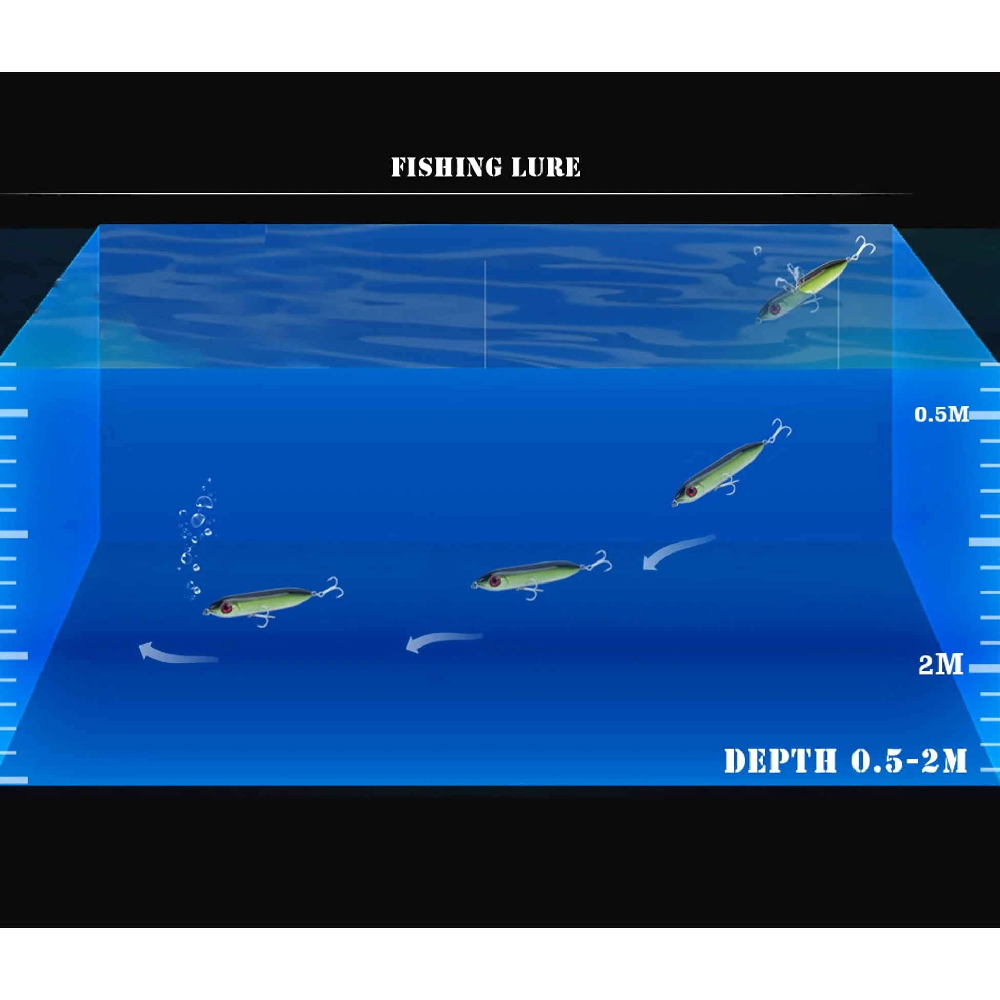 Cebos de Pesca, Señuelos de Pesca de 6 Piezas, plomos de 10 cm/14 g de Tiro Largo, señuelo de lápiz biónico Flotante, Cebo Duro Artificial for Agua Dulce y Salada, Simple y práctico