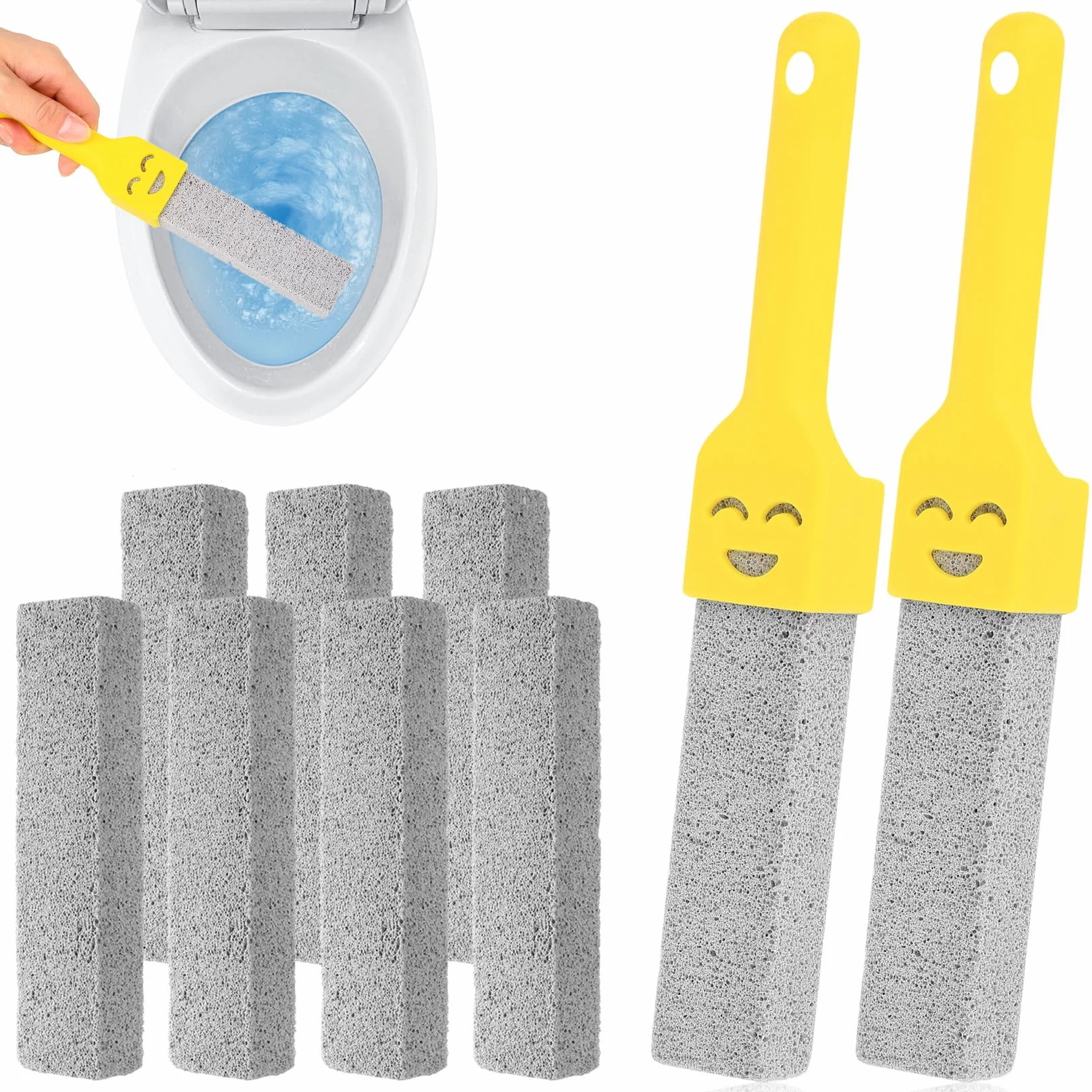 Piedra Pomez para Limpieza WC Baño, Bloque de Inodoro con 2 Mango, Pumice Stone Cleaning Block Reemplazable