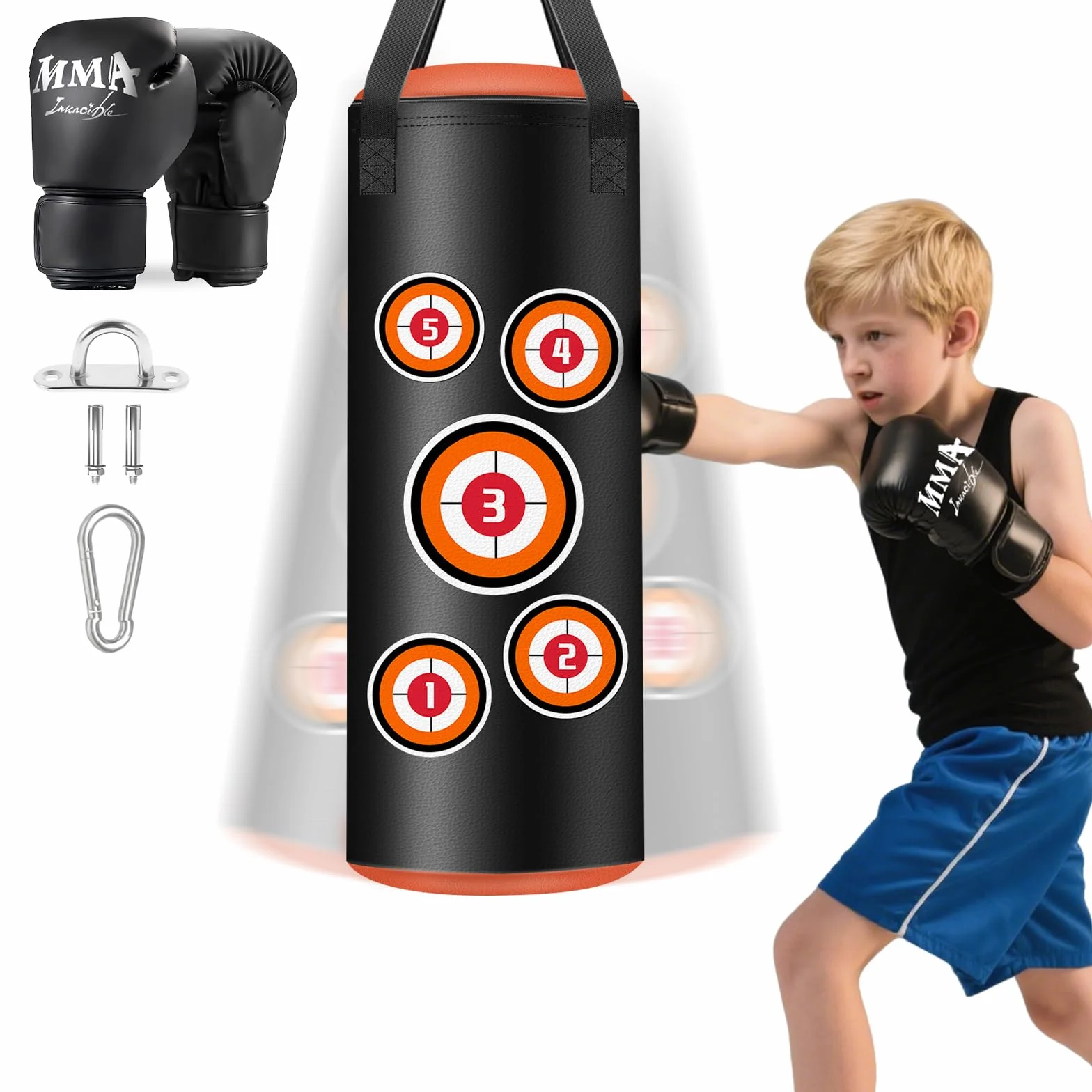 Saco de Boxeo Colgante 60 cm Cuero Microfibra para Entrenamiento Kickboxing MMA