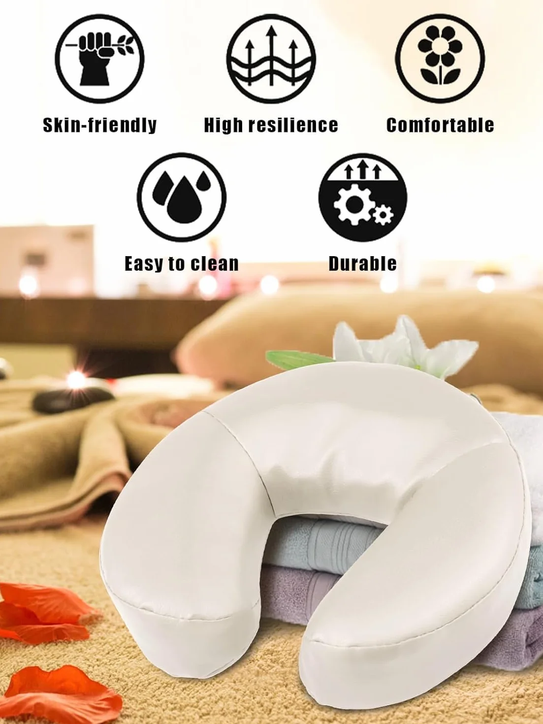 Cojín Facial Universal para Masaje, Forma de Media Luna para Rostro, Cuello y Cabeza