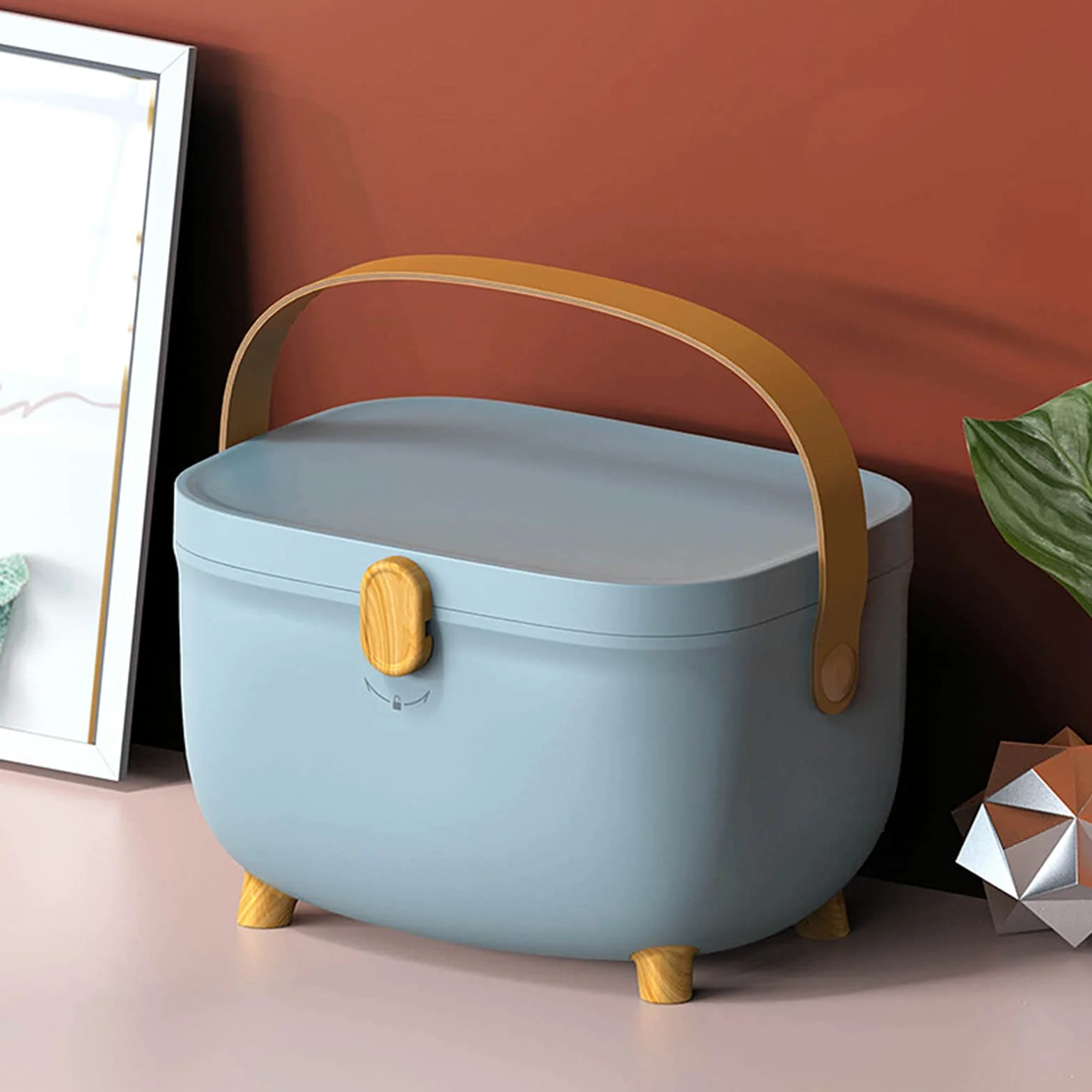 Caja giratoria de 360° de doble capa con cerradura y asa, kit de primeros auxilios portátil Sto Solut (azul)