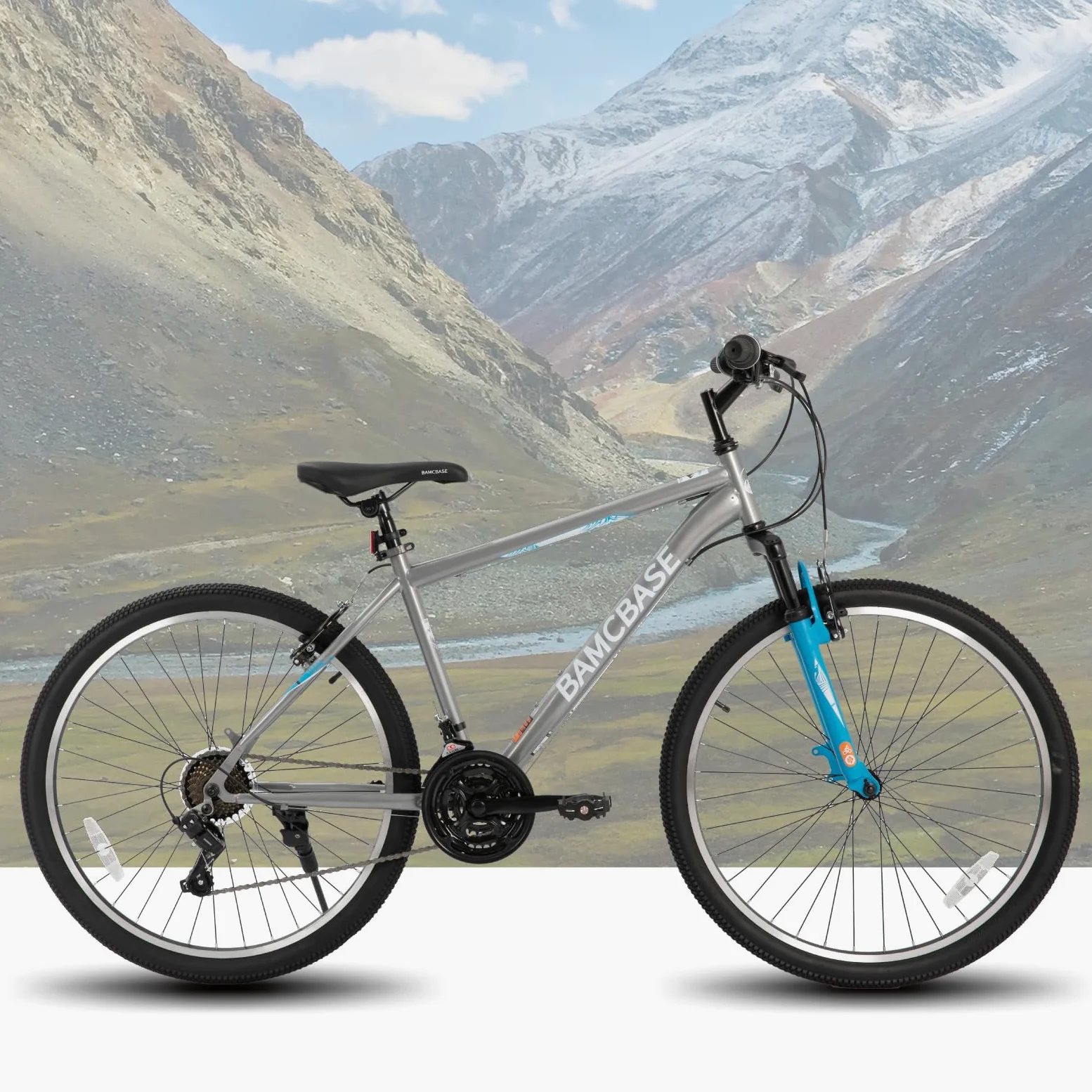 HILAND BAMCBASE Bicicleta de montaña de 26/27,5/29 Pulgadas, Cuadro de Acero de Alta Resistencia, 18/21 Velocidades, Frenos V-Brake, MTB Bicicleta para Hombres y Mujeres