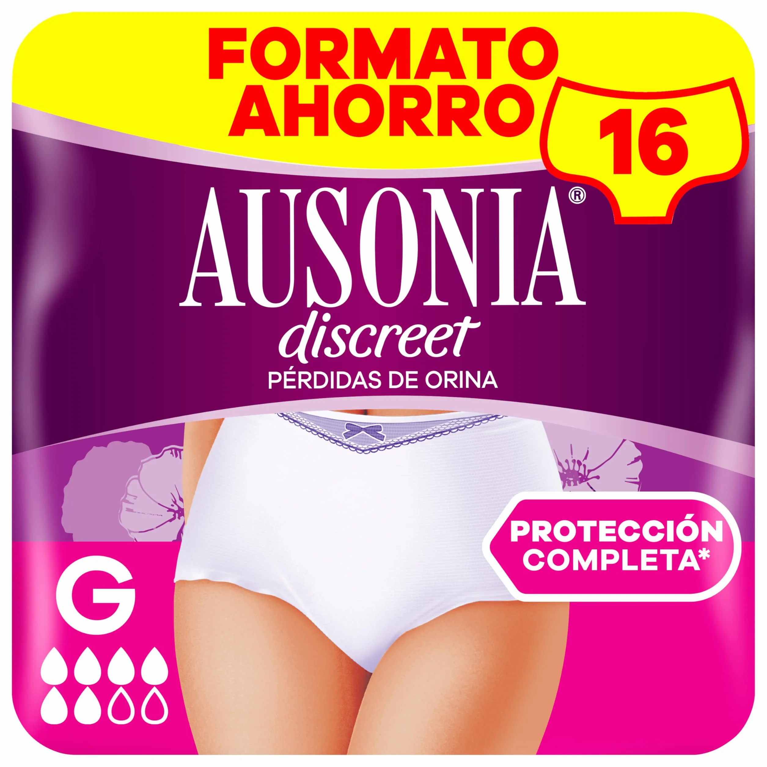 Ausonia Discreet Braguitas Incontinencia Plus Talla G Pack 16