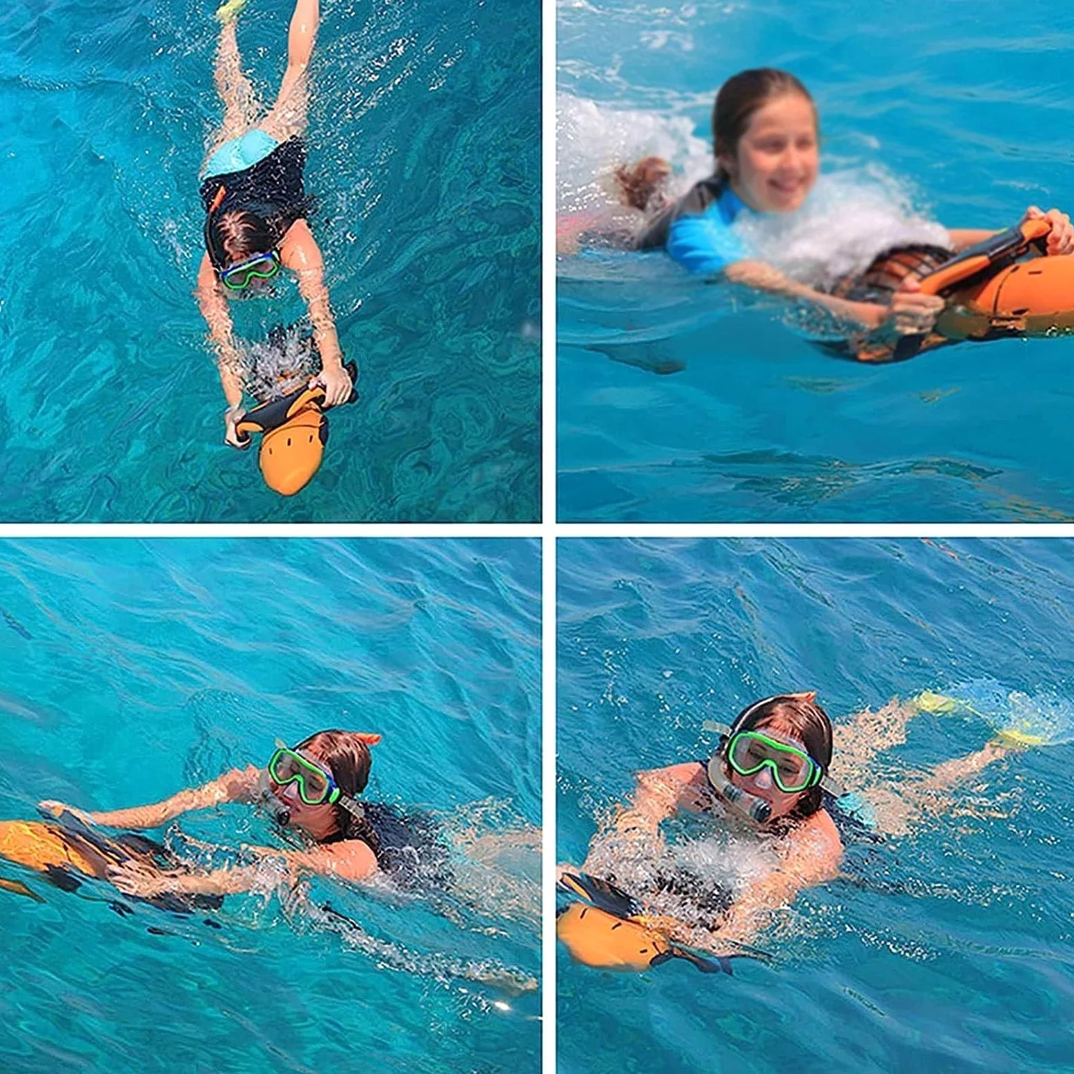 Scooter submarino de propulsión acuática, dispositivo sumergible con hélice de agua, batería de litio de 500 W, dispositivo de natación para deportes acuáticos en piscinas.,Orange