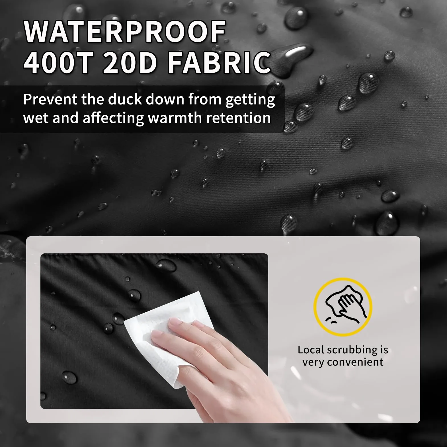Saco de Dormir de plumón es Ultraligero y portátil para Uso en 3 Estaciones por Parte de Adultos, Ideal para Practicar Senderismo, mochilerismo y Acampada. (Negro -10℃, -10 a -28 ℃)