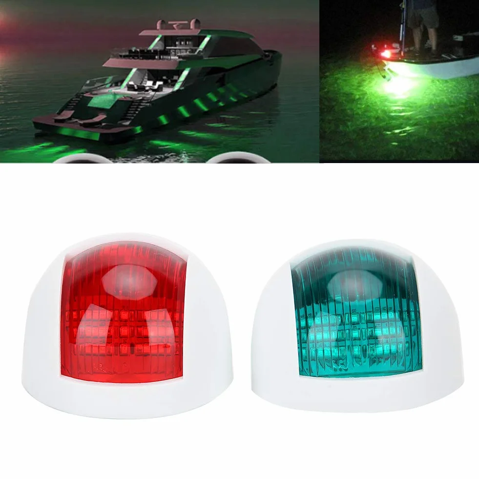 Luces de Navegación LED para Barcos Pareja de Faros de Señalización Rojo y Verde 12V Impermeables IP66 para Pontones Yates Lanchas y Embarcaciones Pequeñas