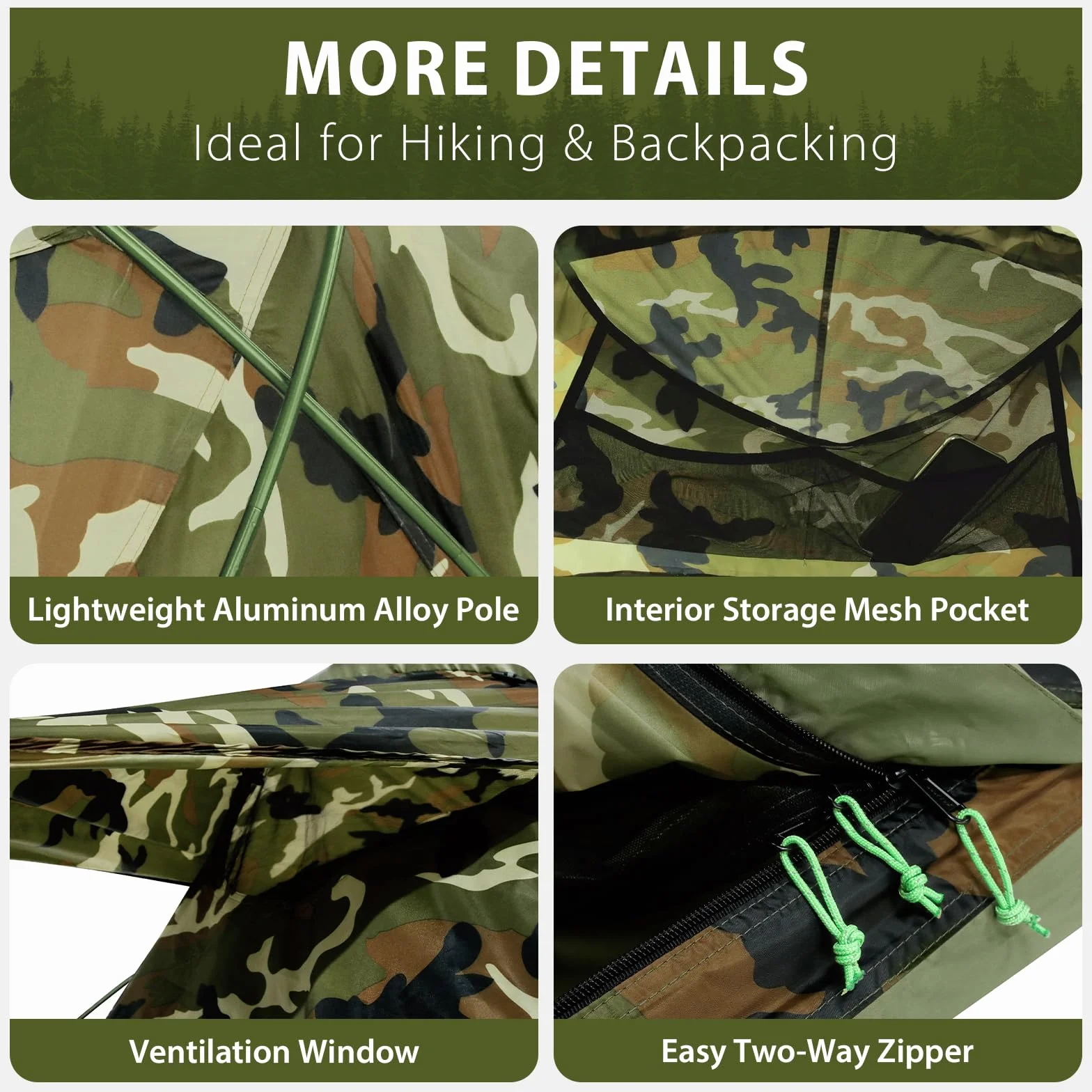 GEERTOP Saco de dormir ultraligero pequeño para 1 persona, tienda de campaña bivy impermeable y compacta, tienda de senderismo de montaje rápido, adecuada para senderismo, viajes con mochila, camping