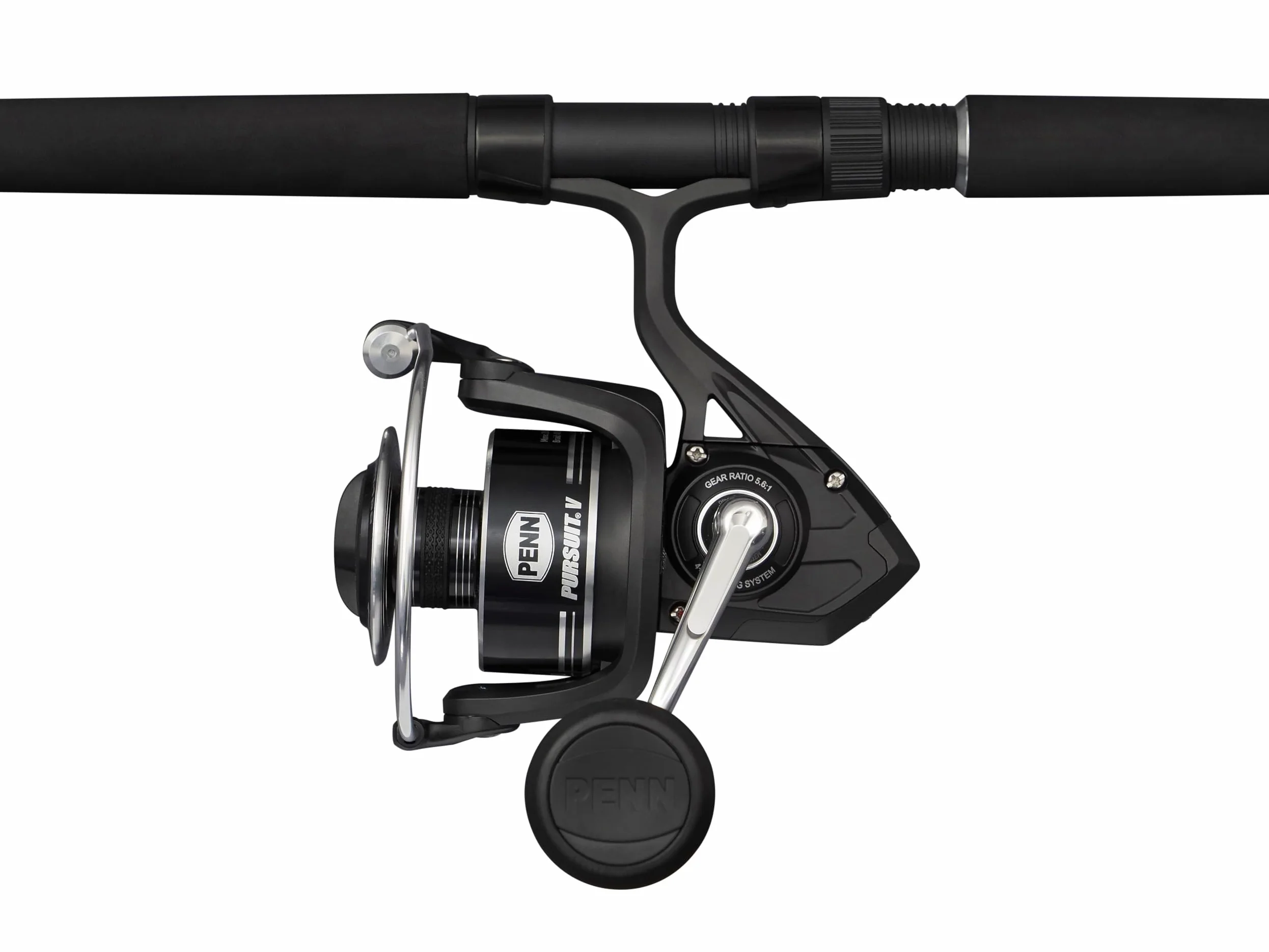 PENN Pursuit V Boat Spinning Combinación de caña y Carrete | Set para Pesca en Barco en Agua Salada | Freno de Fibra de Carbono | 4+1 roientos sellados | Múltiples Opciones