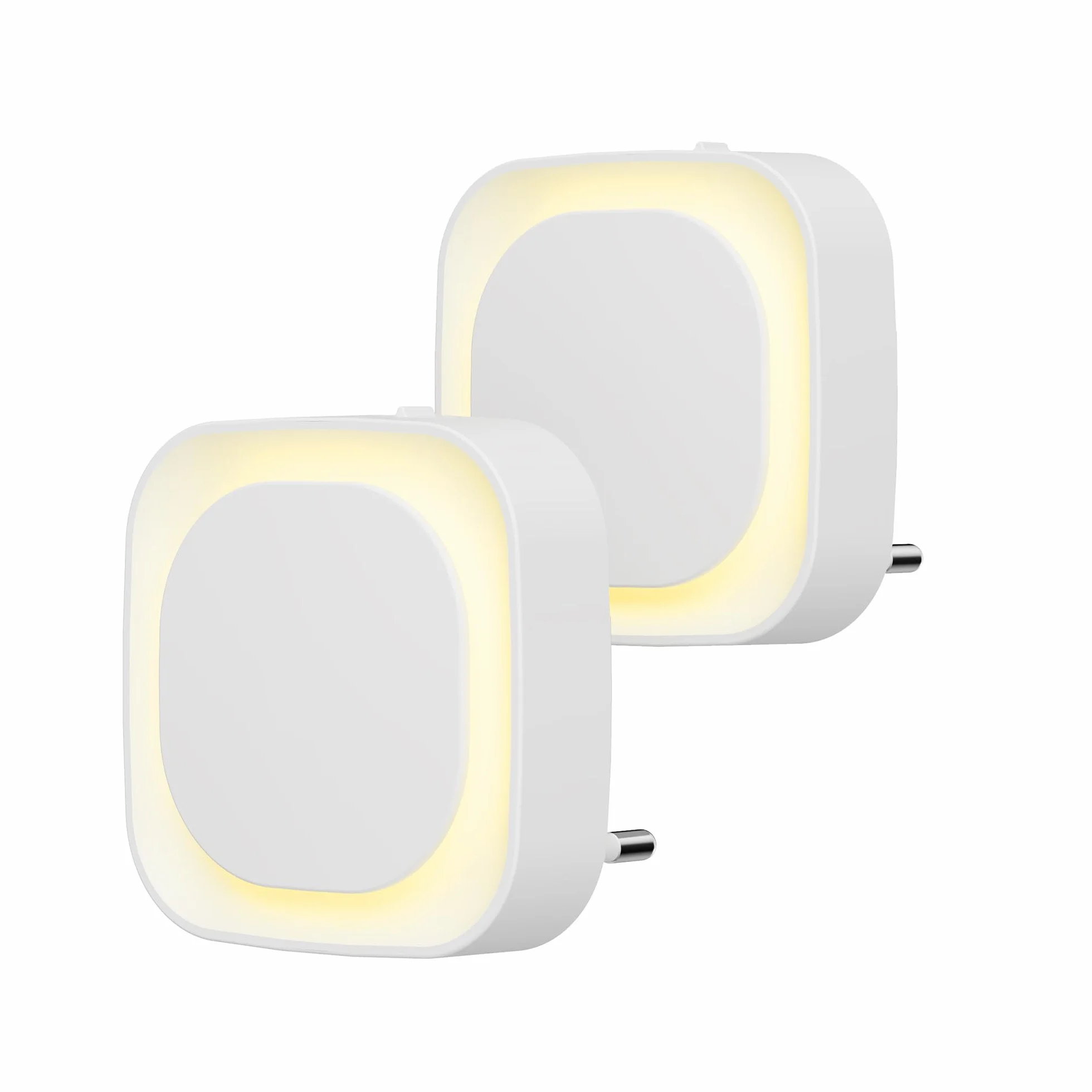 YUNLEX Luz Nocturna LED Infantil con Sensor Crepuscular 2 Piezas, Brillo 3 Niveles, Blanco Cálido