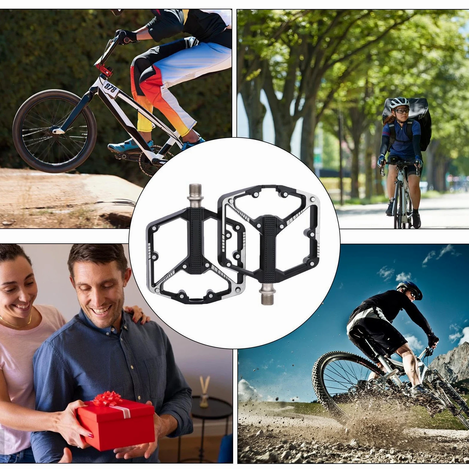 Pedales de bicicleta de carretera, ligeros rodamientos de DU, pedales anchos especialmente para bicicletas de montaña, para ciclismo, al aire libre, viajes, senderismo, entrenamiento, entrenador de
