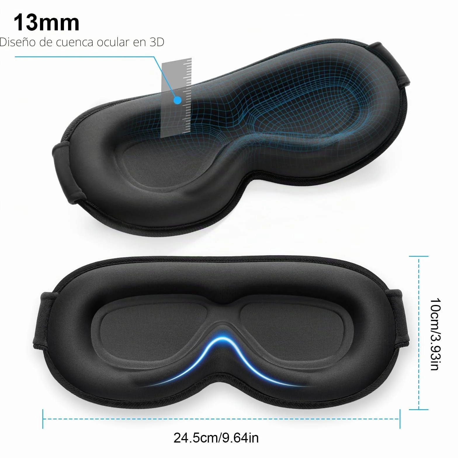 Gritin Antifaz para Dormir, Máscara de Dormir 3D Sin Presión Ocular, Ultrasuave y Cómodo para Mujer y Hombre