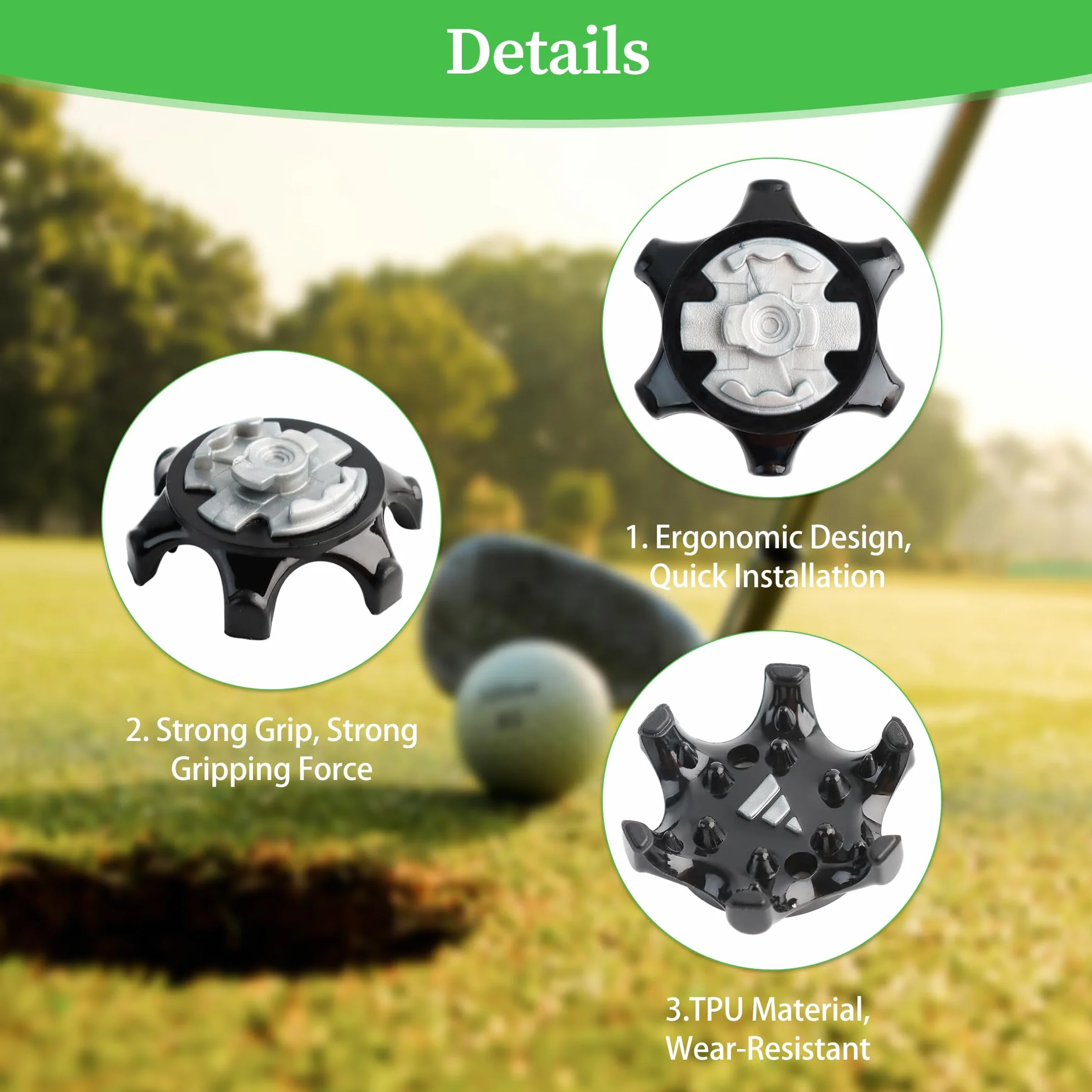 12 Reemplazo de Clavo de Golf, Negro Tacos para Zapatos, Rápida Repuestos para Proporcionar Estabilidad de Tracción y Comodidad