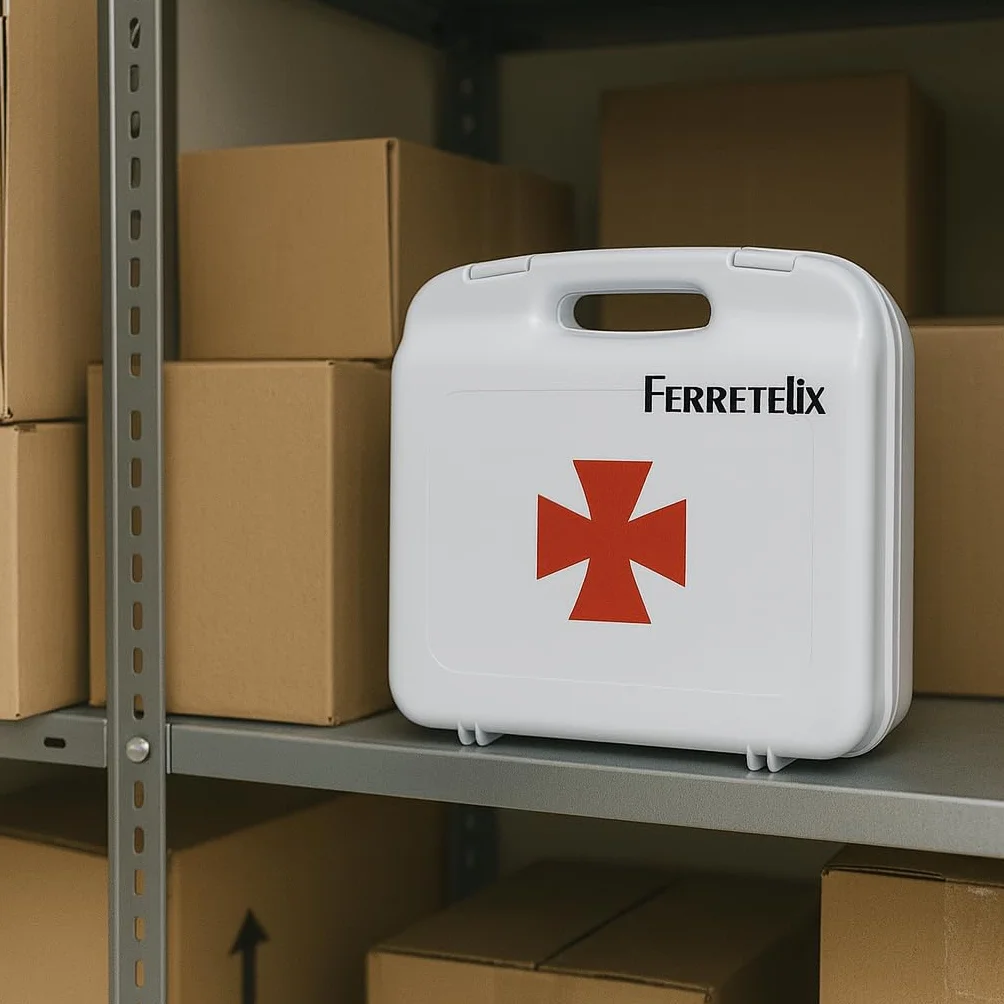 Ferretelix® Botiquín maletín primeros auxilios portátil 26x23x7 cm Fabricado en España