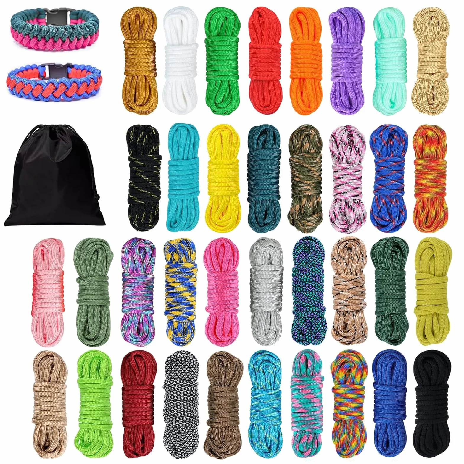 Paracord 550 Cuerda de Paracaídas 7 Hebras 4mm 36 Colores 10 Pies Nylon para Pulseras DIY