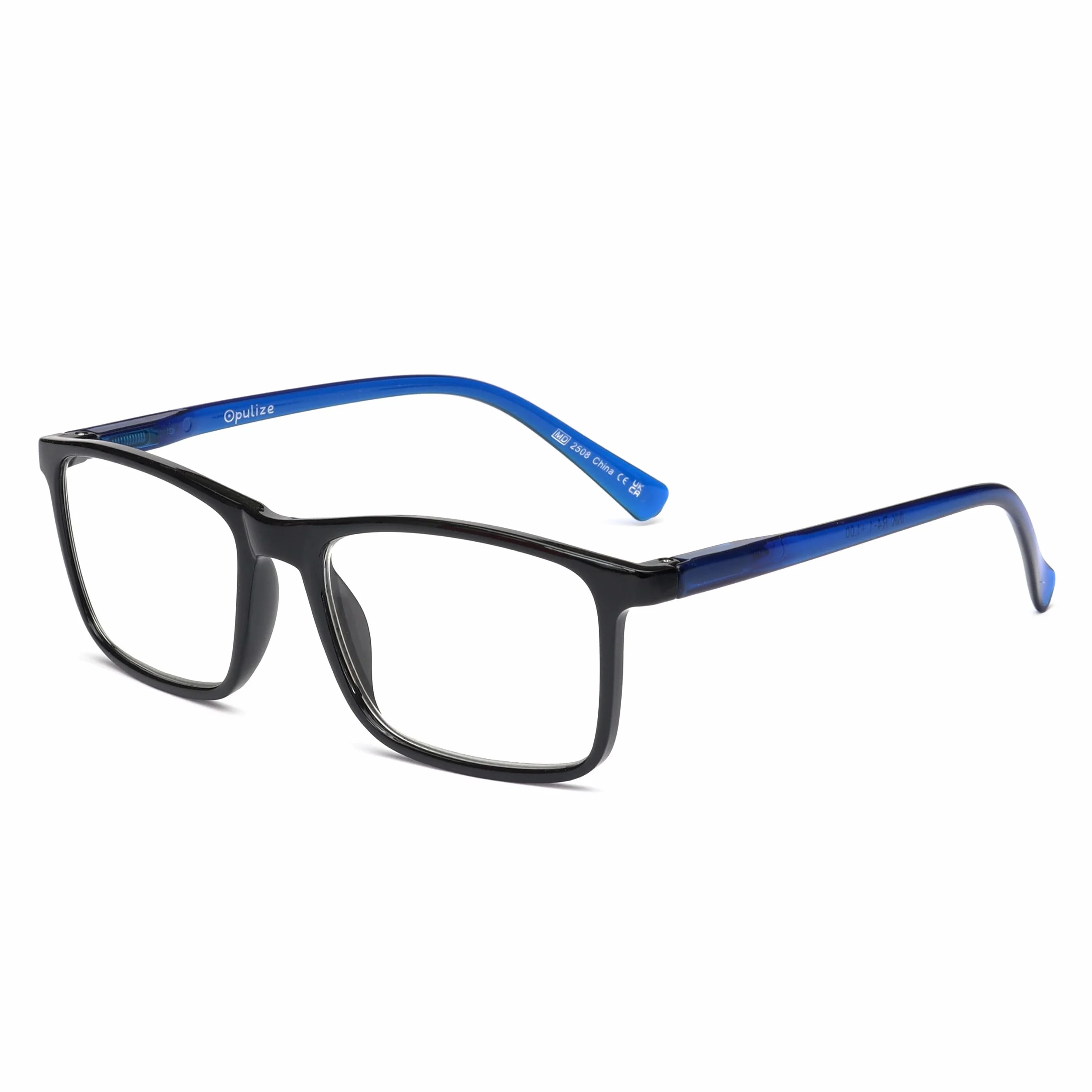 OPULIZE Gafas De Lectura Grande Negro Gris +1,00 Hombres Mujeres Bisagras Resorte