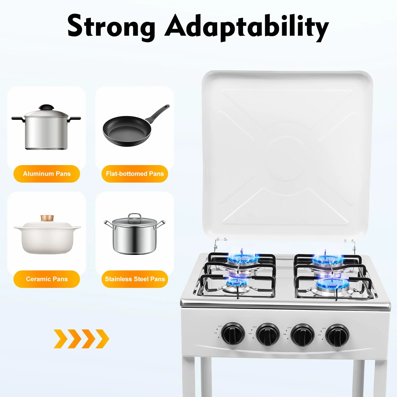 Cocina de gas natural independiente con 4 quemadores, con estante de 2 plantas, 4 fundas de protección contra el polvo, estufa de gas portátil, para acampar casa