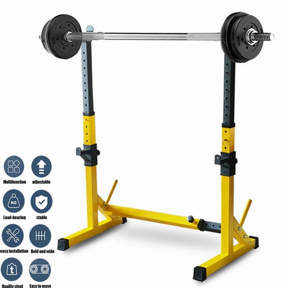 Soportes multifunción para Sentadillas, Banco de Sentadillas con Barra, jaulas de Potencia Ajustables en Altura y Ancho para Gimnasio en casa.