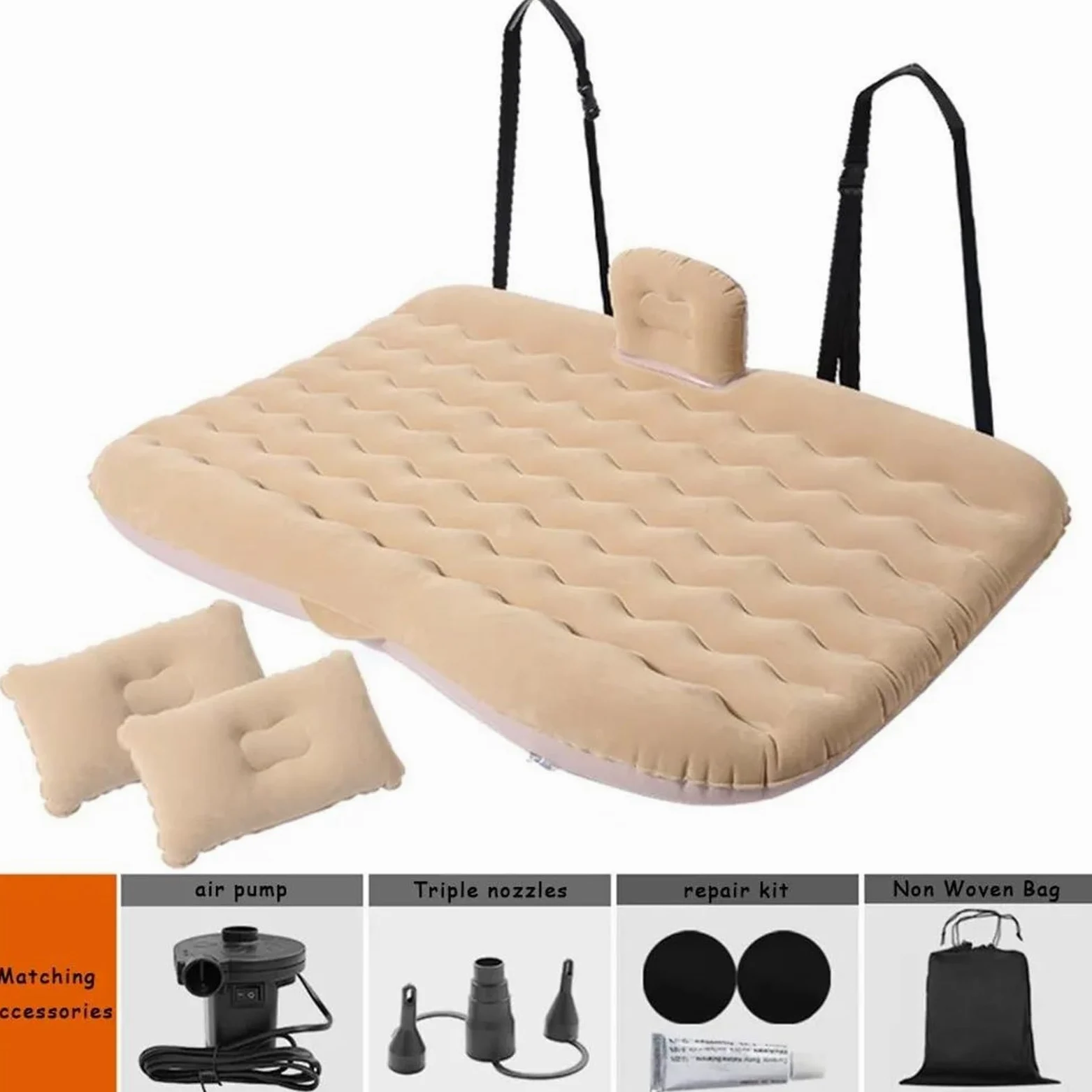Colchoneta Hinchable Coche 1 Juego De Cama Inflable Universal Para Viaje En Coche, 80x130cm, Asiento Trasero Coche Colchón Para Maletero Almohada Cama De Aire Para Viajes Camping, Salida Familiar(colo