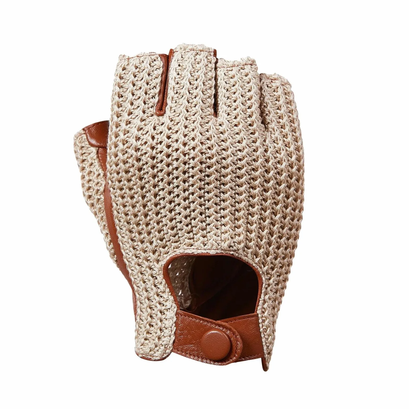 Guantes cortos de cuero para hombre, con cierre a presión, estilo retro
