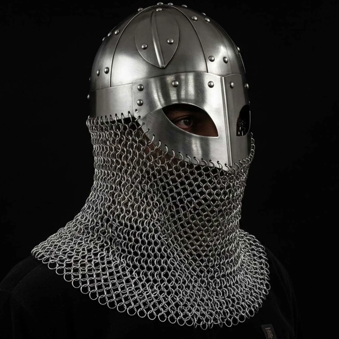 Históricalmuseum - Casco de viaje con diseño de brazo medieval con chainmail, con soporte para freé