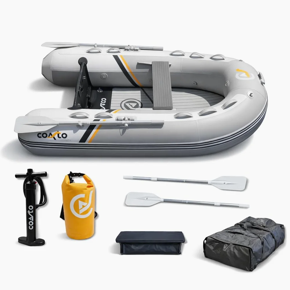 Coasto – Anexo Inflable Premium 248 – BT-CDS248P – Suelo Dropstitch/Alta Presión – 3+1 plazas, 248 x 154 cm – Extrema Estabilidad – Pack de 2 Palas, Bomba y Bolsa de Transporte – Gris