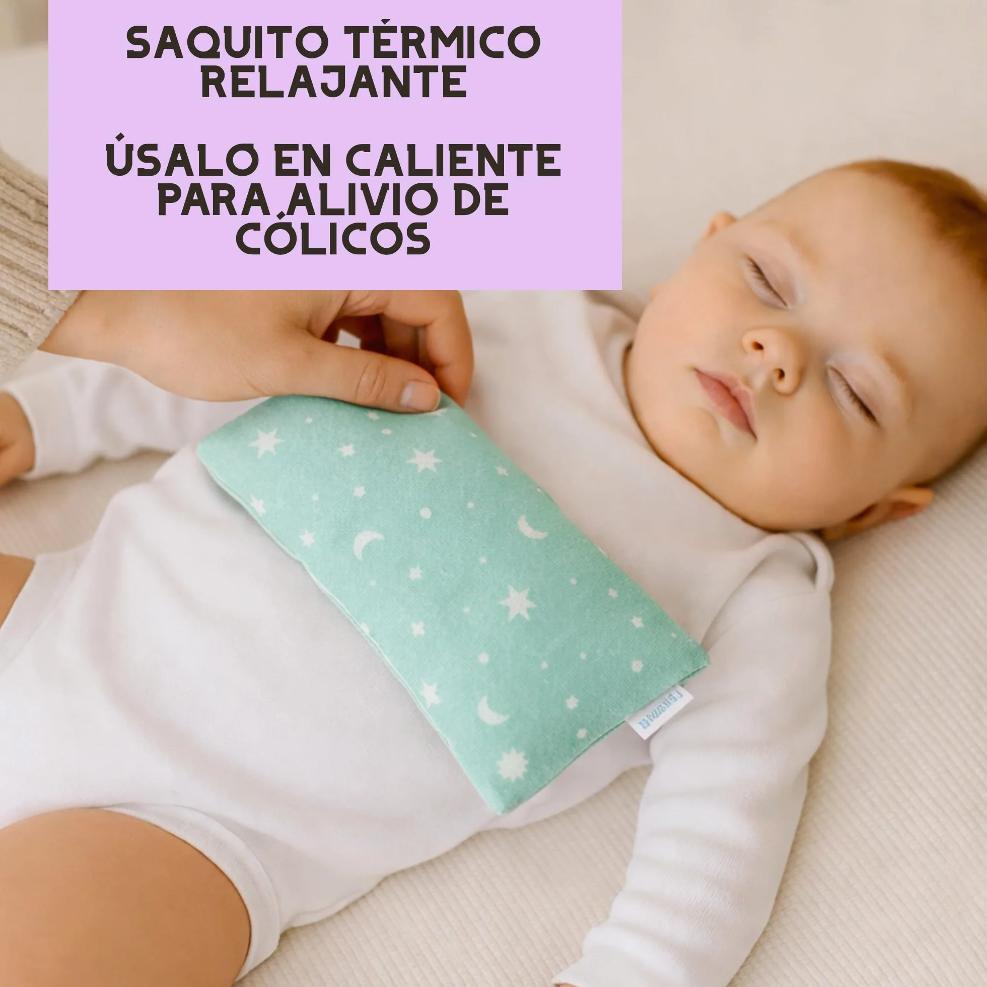 Saco Térmico de Semillas para Bebé 20x10 cm Funda Lavable Saquito Anticolicos Microondas Bolsa Térmica Semillas Trigo Lavanda Recién Nacido Alivio Cólicos
