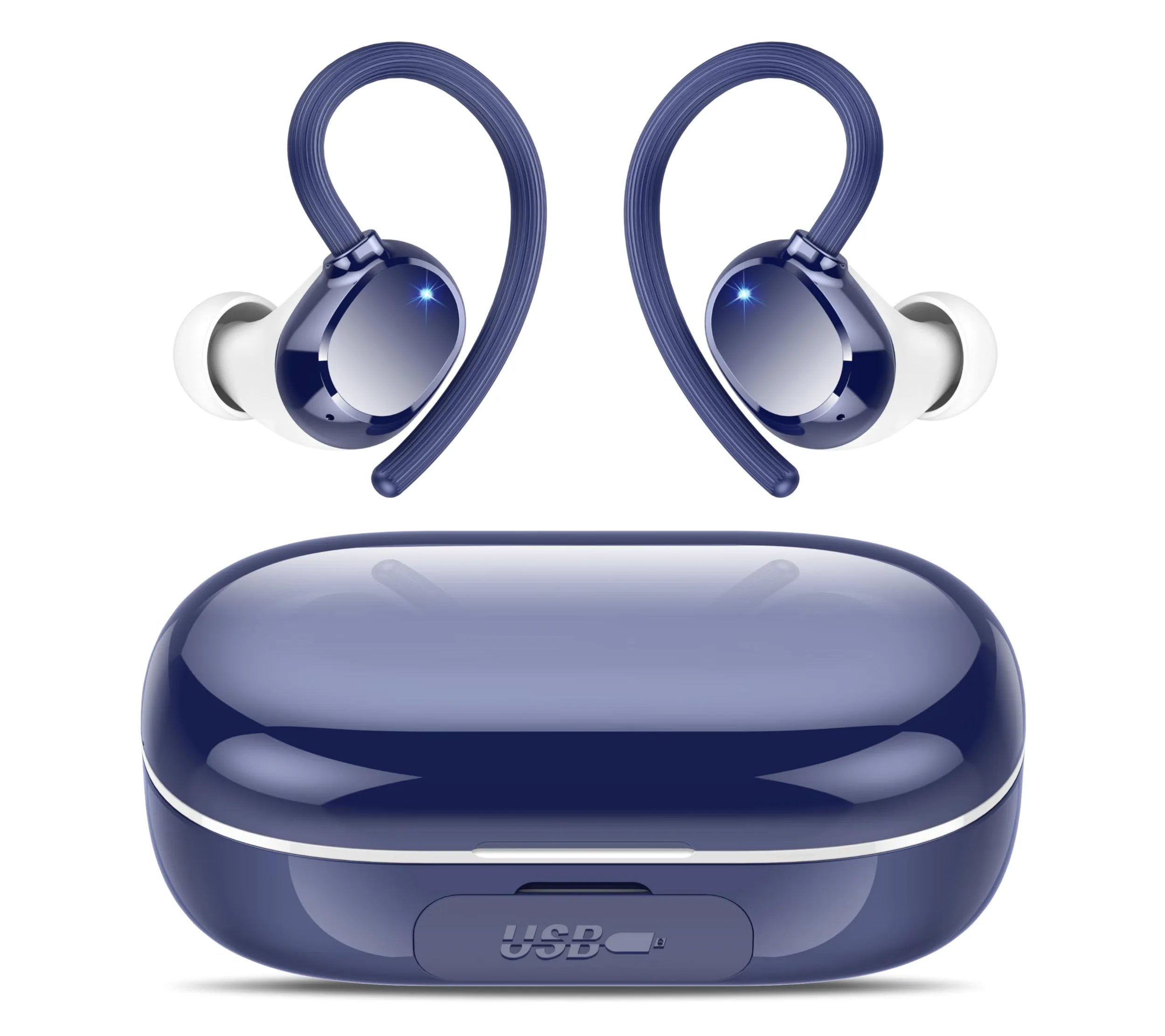 Auriculares Inalambricos Deportivos, 2026 Auriculares Bluetooth 5.3 HiFi Estéreo con Cancelación de Ruido ENC, Reproducción de 128H Pantalla LED Cascos Inalambricos, Control Táctil, IP7 Impermeable