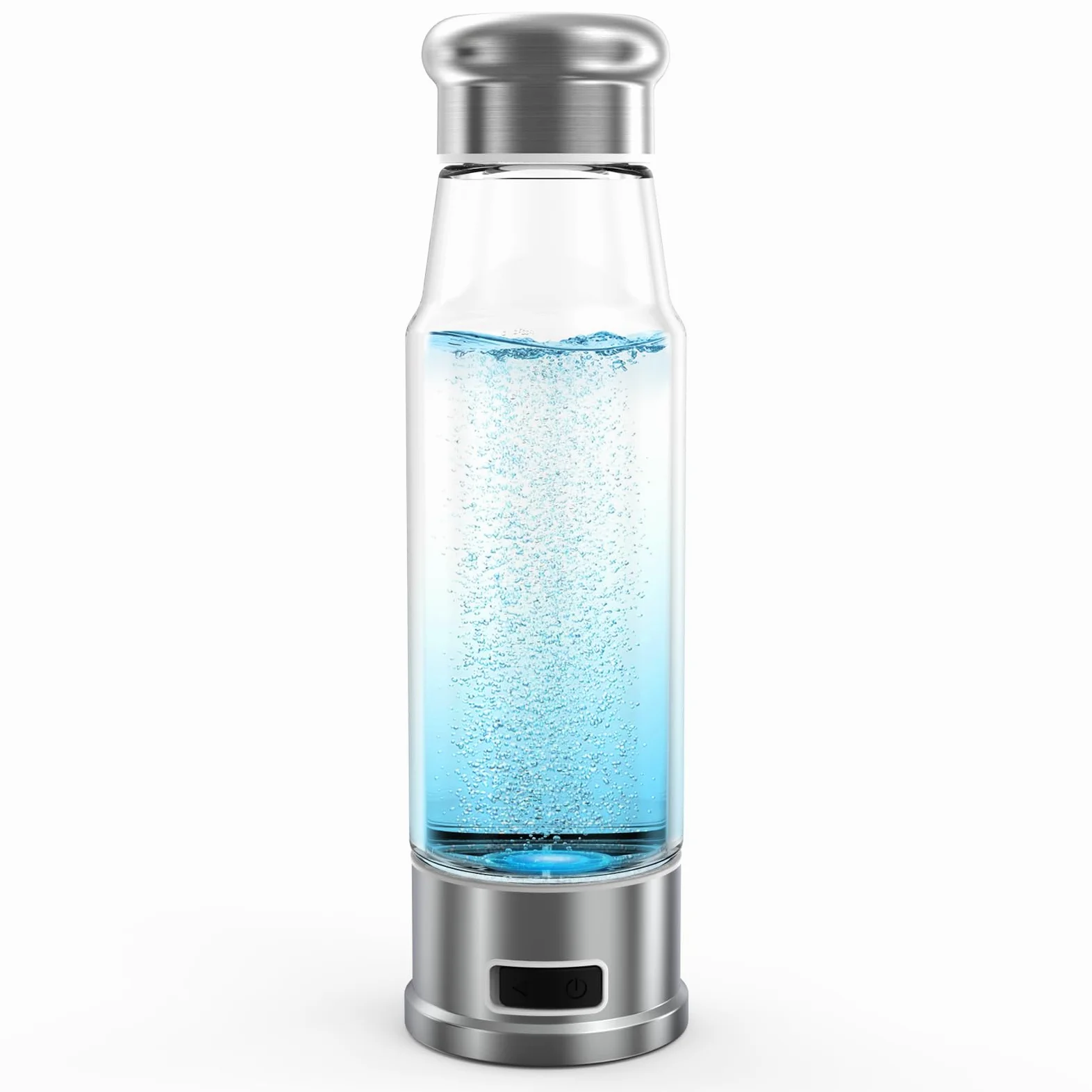 Botella de agua de hidrógeno de electrólisis de 5 minutos, 15 onzas, ionizador de agua de 1500 PPB con tecnología SPE/PEM, botella de agua de hidrógeno para mujeres/hombres/oficina/escuela