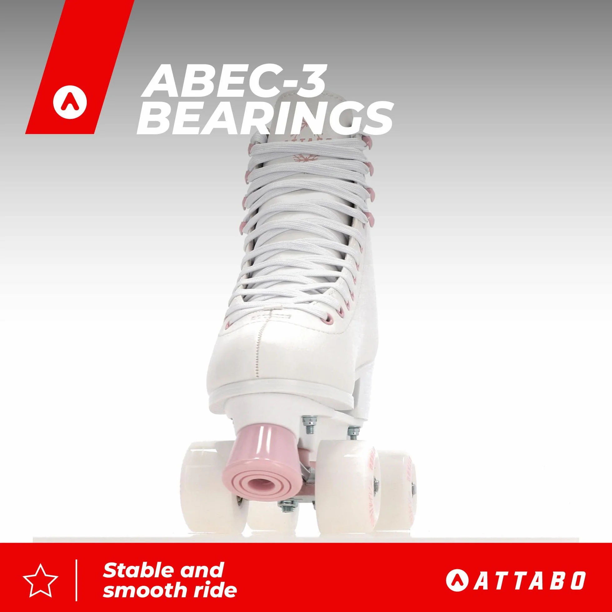 ATTABO Serena Patines de ruedas para mujer piel ecológica ABEC-3 marco polipropileno rueda aluminio PU 82A 54x32mm freno TPU