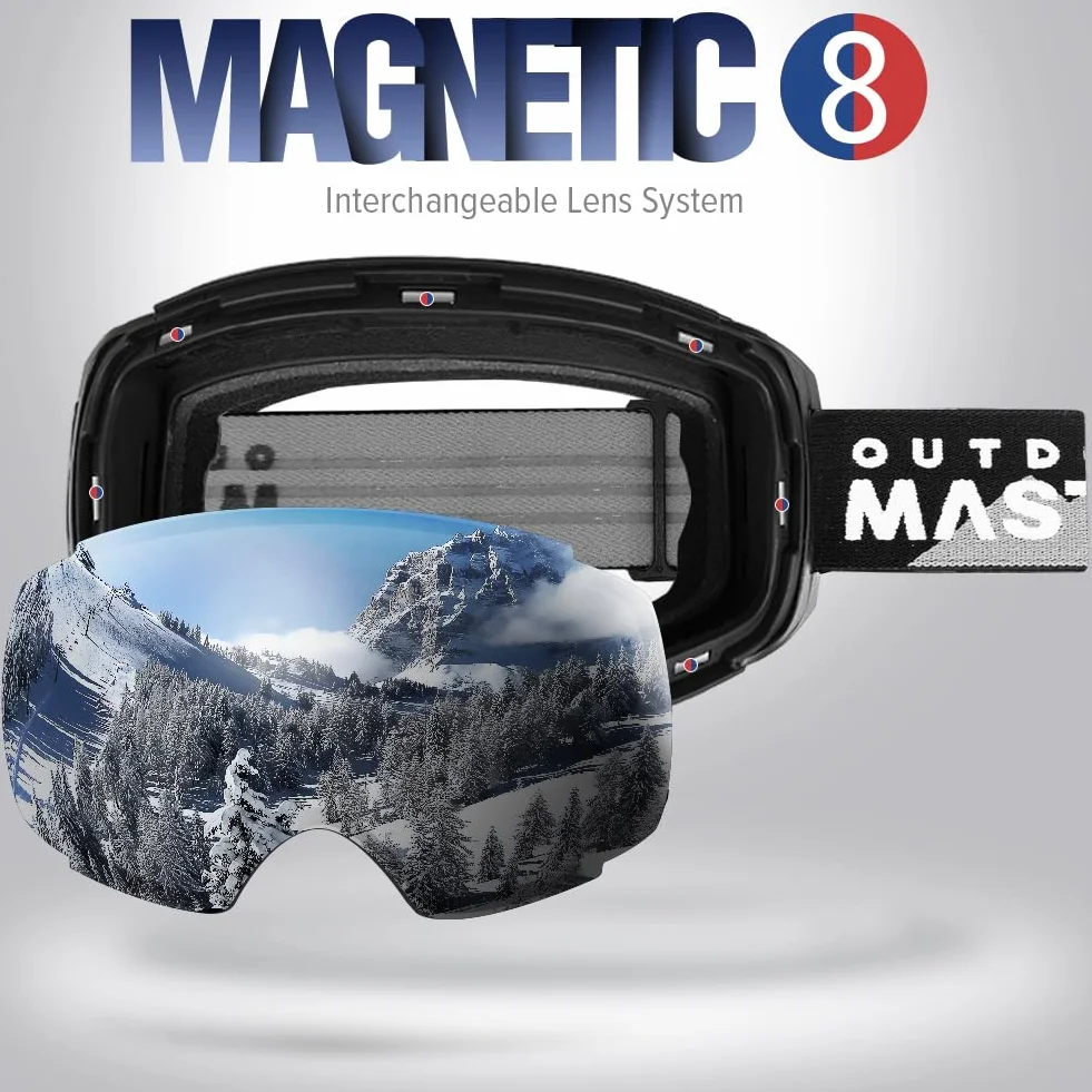 OutdoorMaster Gafas de Esquí PRO Lente Intercambiable Sin Marco Protección UV400 Ski Snowboard Mujer Hombre