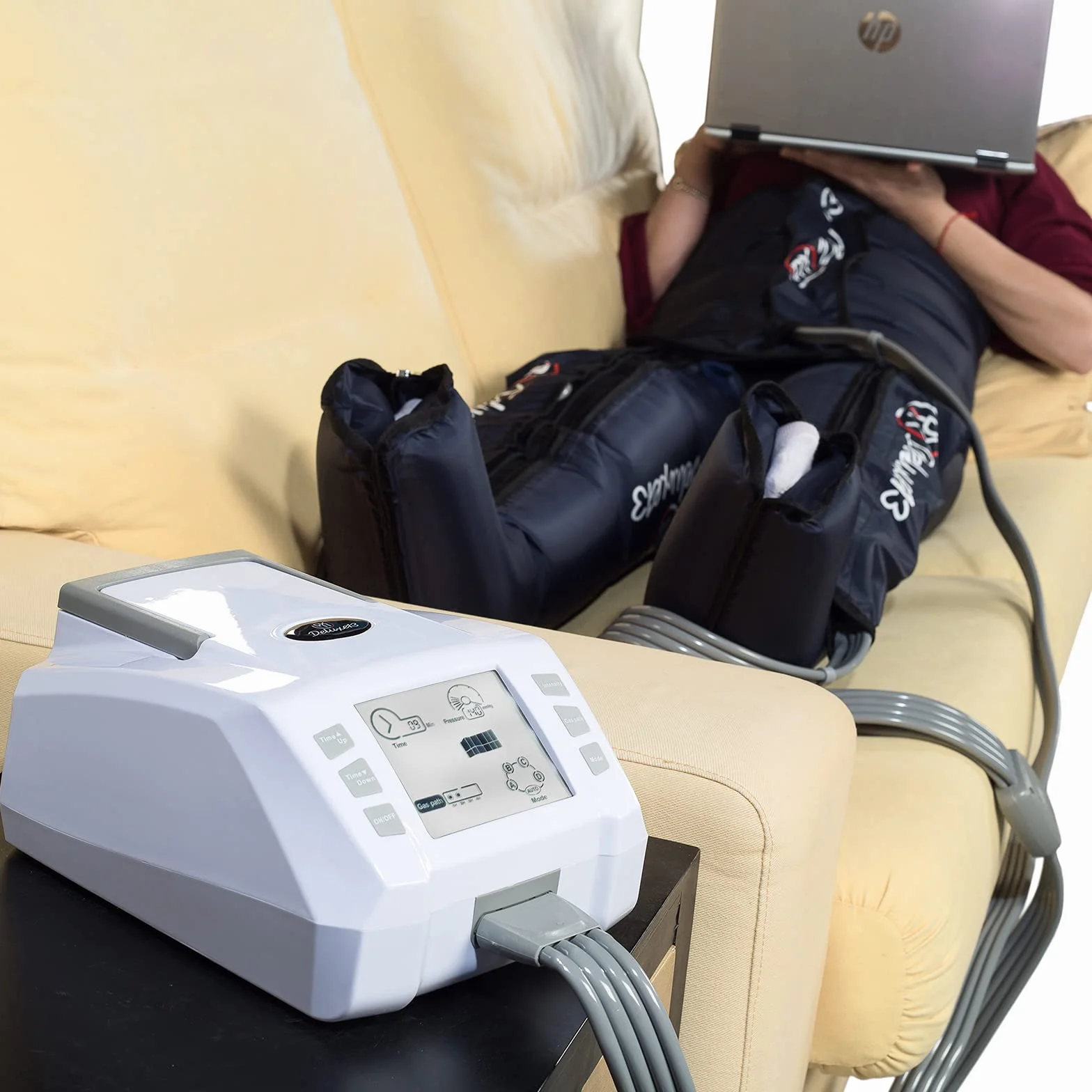 Masajeador de Piernas, Abdomen y Brazo - Equipo de Masaje por Aire Digital con Intensidad Regulable