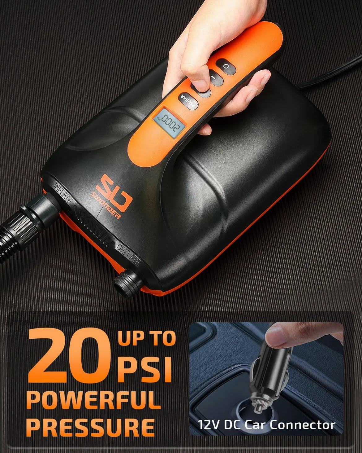 Swonder Bomba de Sup eléctrica, 20 PSI, Bomba de Aire eléctrica de Alta presión con inflación Inteligente de Dos etapas, soporta 3 Sup en una Fila, Buena para Barcos y Kayaks