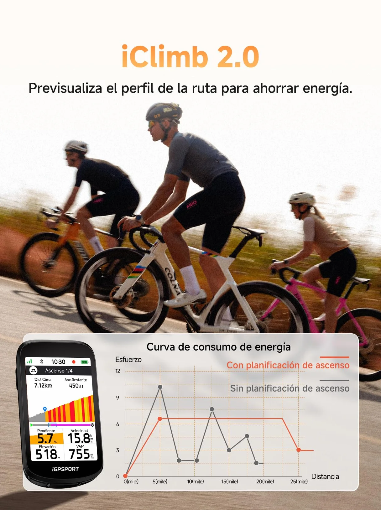 iGPSPORT BSC500 Ciclocomputador GPS Bicicleta Pantalla Táctil 3,3" Navegación Boz Timbre Electrónico Entrenamiento 32GB