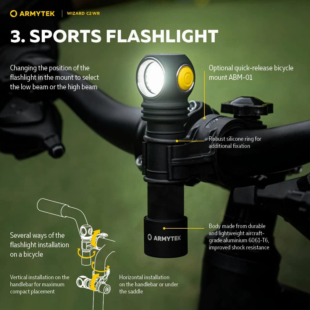 Linterna frontal LED Nueva Armytek Wizard C2 WR blanco frío y rojo Multifunción Recargable por USB + Batería 18650 Li-Ion