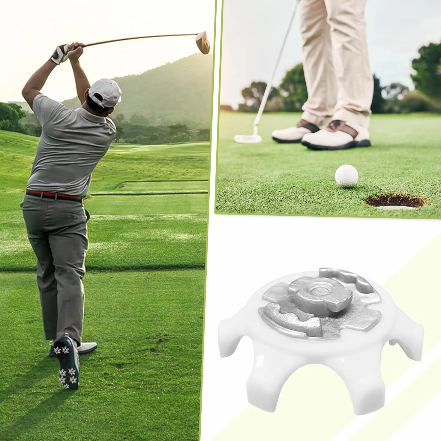 16 Tacos para Zapatos de Golf, Clavos para Zapatos de Golf, Clavos de críquet, Tacos roscados, Accesorios para Zapatos de Golf, Regalo para golfistas (Blanco)