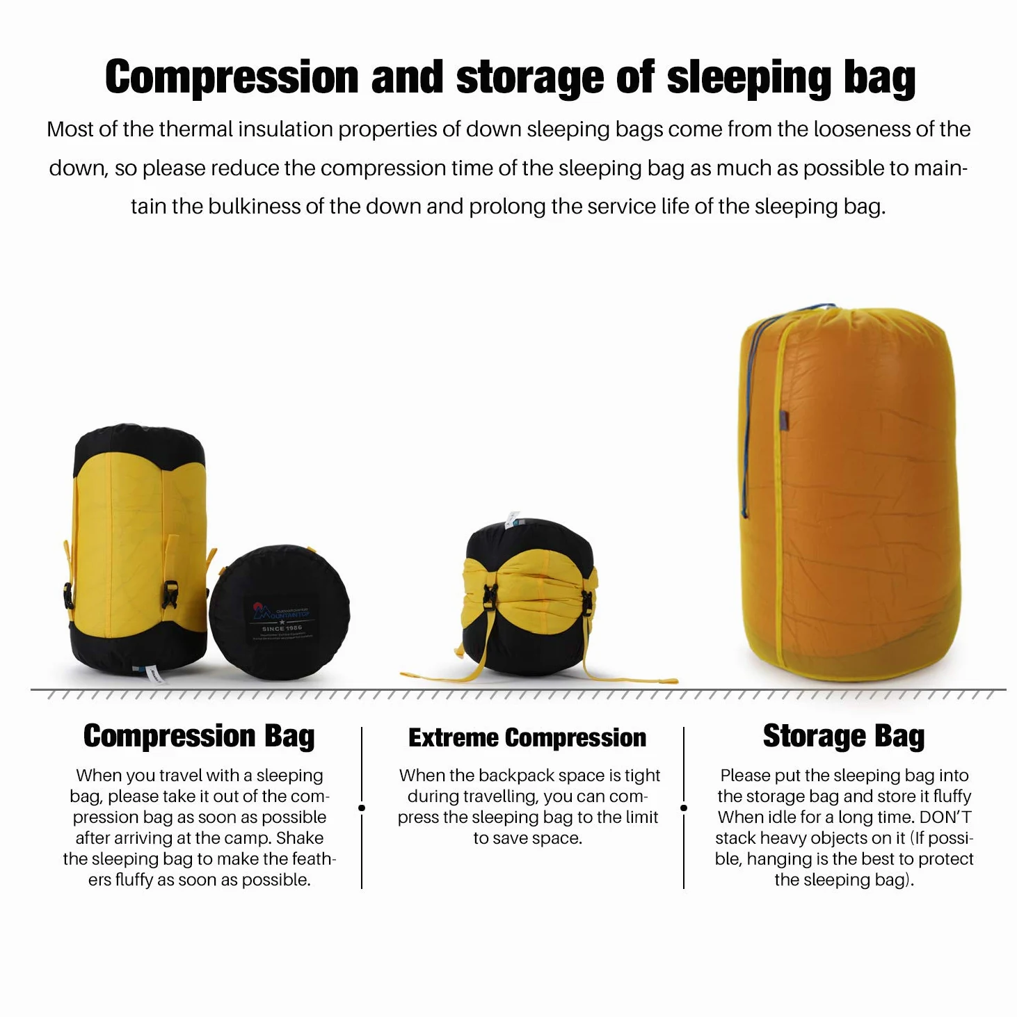 Mountaintop Saco de Dormir de plumón, 15 Grados F 650 con Potencia de Relleno, Saco de Dormir Ultraligero, Compacto, portátil, Senderismo, Camping, Saco de Dormir con Saco de compresión para Adultos