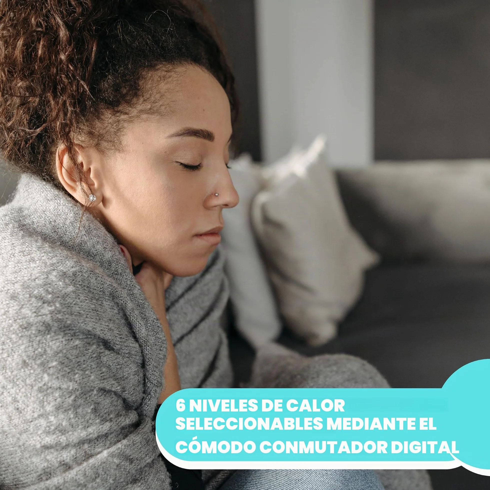ARDES AR4H04 Almohadilla Térmica Eléctrica Calentadora Rápida Hombros Cuello Cervical 6 Niveles de Calor, Banda Cervical Cojín Térmico Eléctrico Relajante de Microfibra Suave Lavable en Lavadora