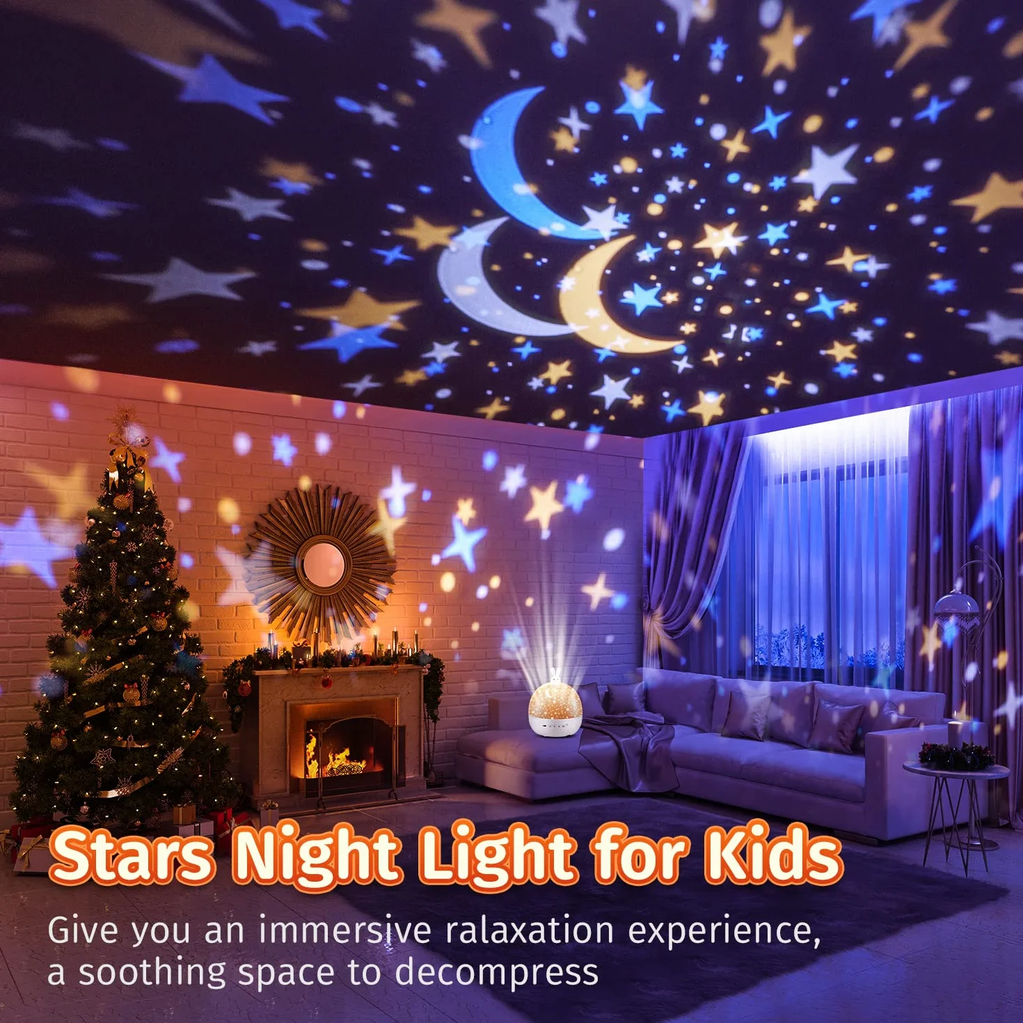 Proyector de Galaxias y Estrellas Real, 15 Temas & Música Bluetooth, Luz Nocturna Infantil, 360° Rotación, Juguete para Niños 1-5 años