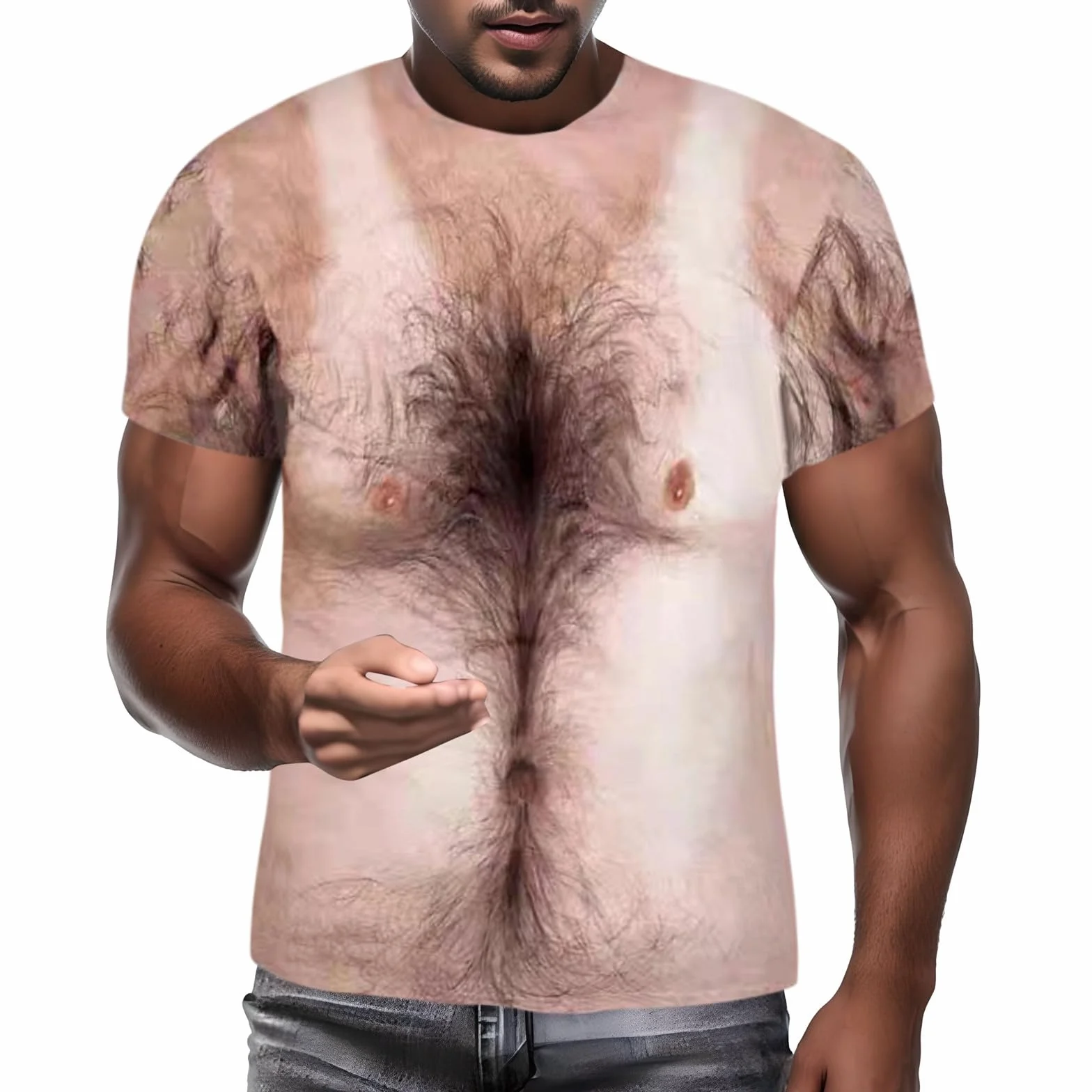 Camisetas divertidas con impresión 3D para hombre, manga corta, unisex feas para culturismo