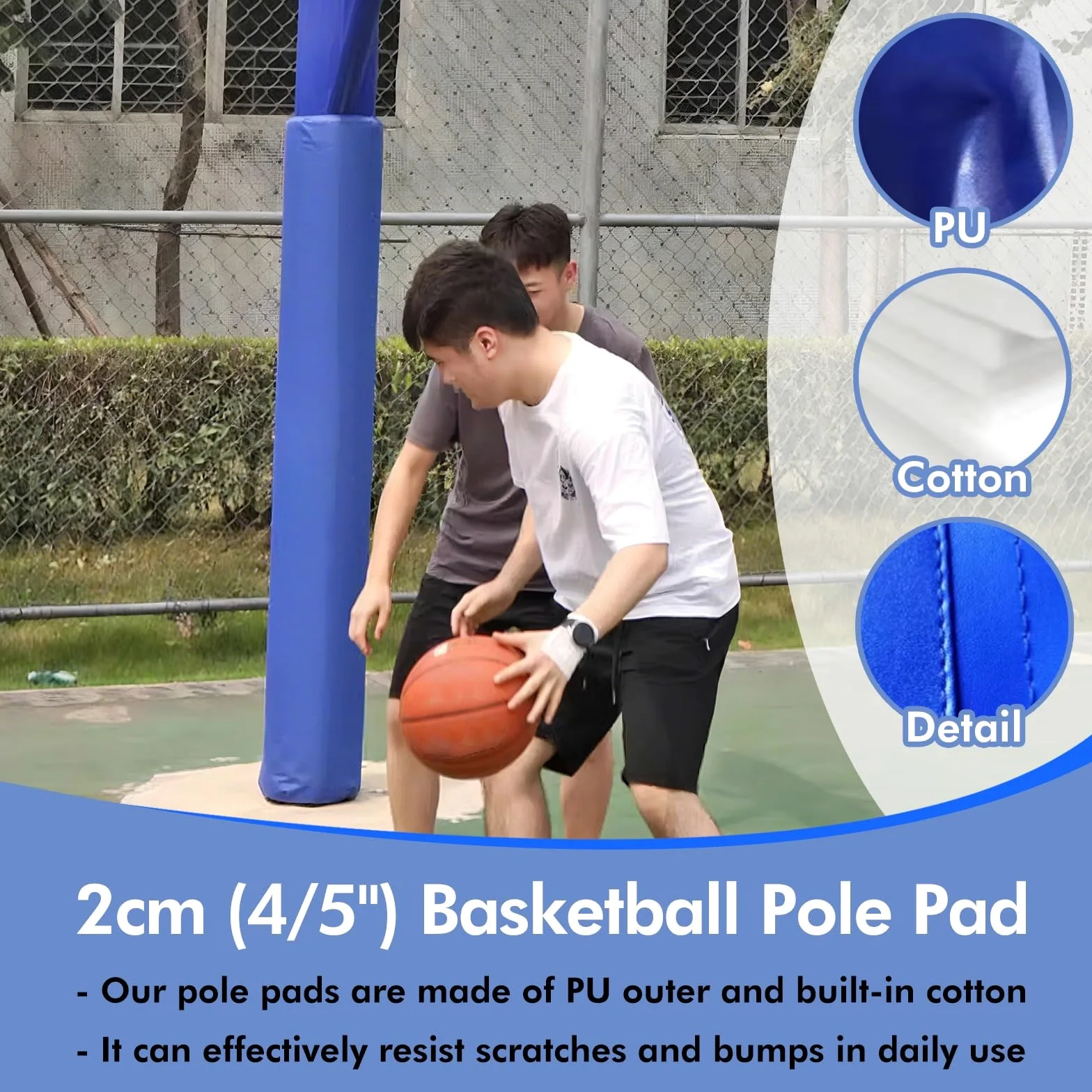 Acolchado para postes redondos de metal, cojín protector de aro de baloncesto de seguridad, para sótano, parque infantil, gimnasio, garaje