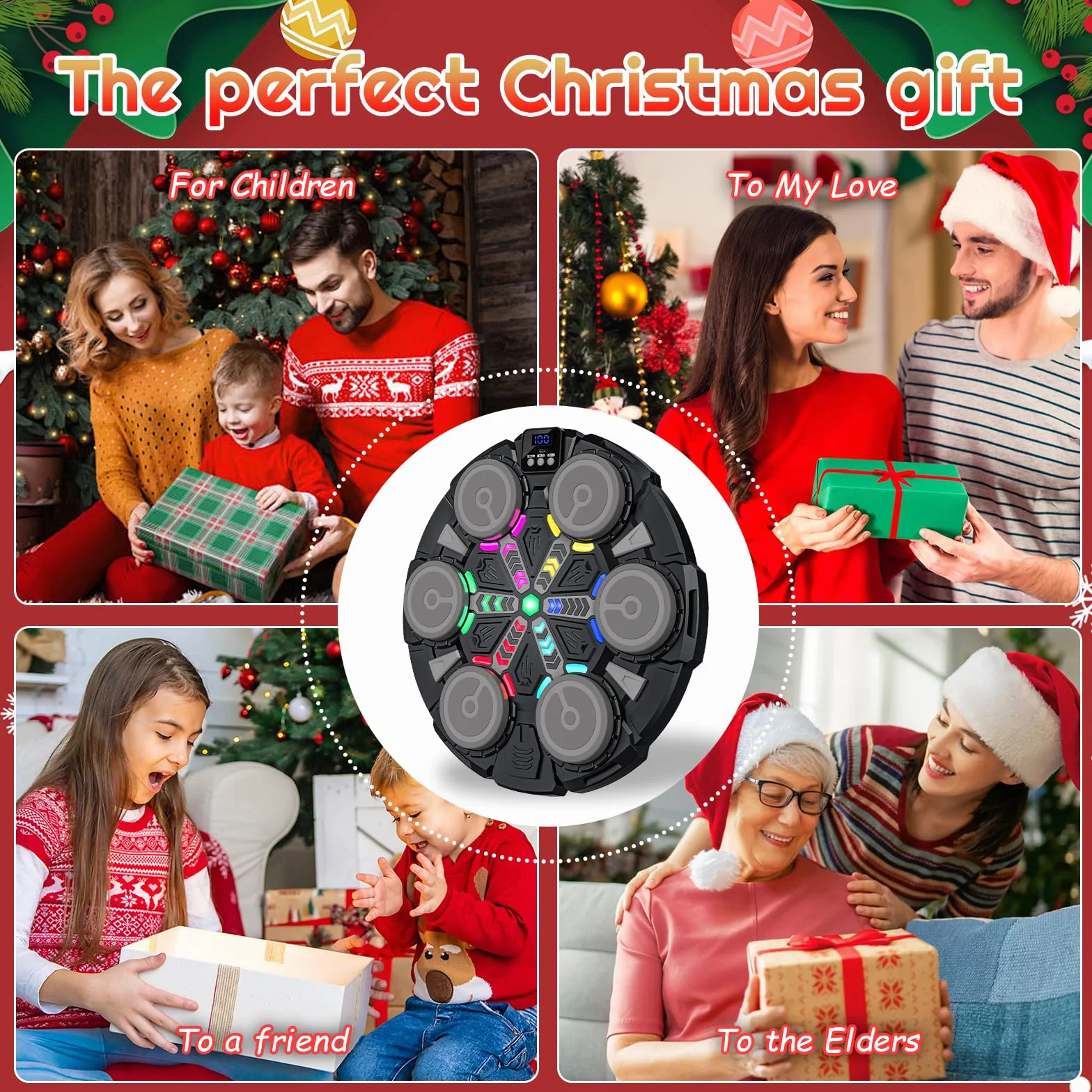 Máquina de Boxeo Musical, Máquina de Boxeo Musical Bluetooth Inteligente con Guantes de Boxeo, 6 Velocidades, 2 Modos, Modo de Conteo, Regalos para Niños, Adultos