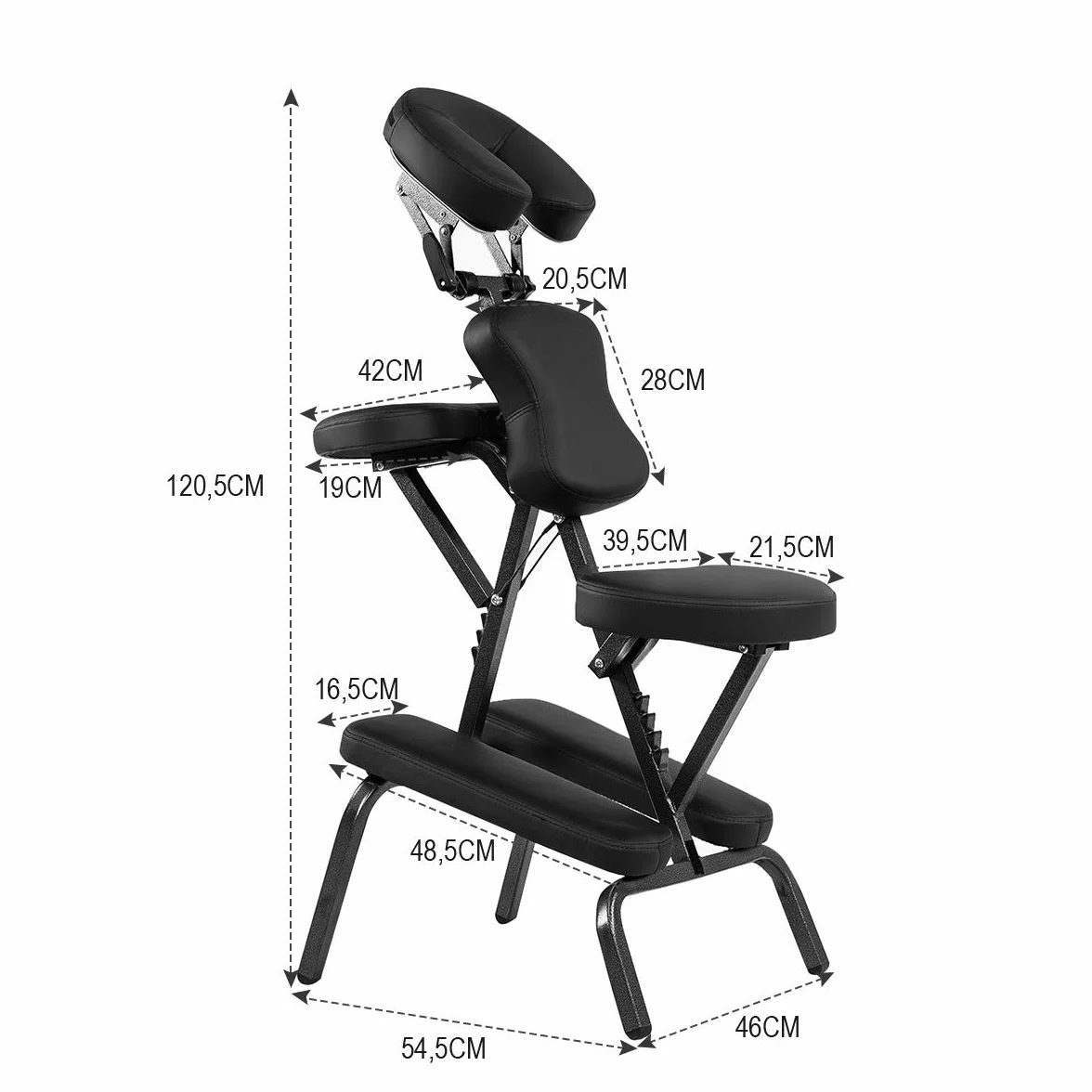 COSTWAY Silla de Masaje Plegable Altura Ajustable, Sillón de Tatuaje Portátil Negro