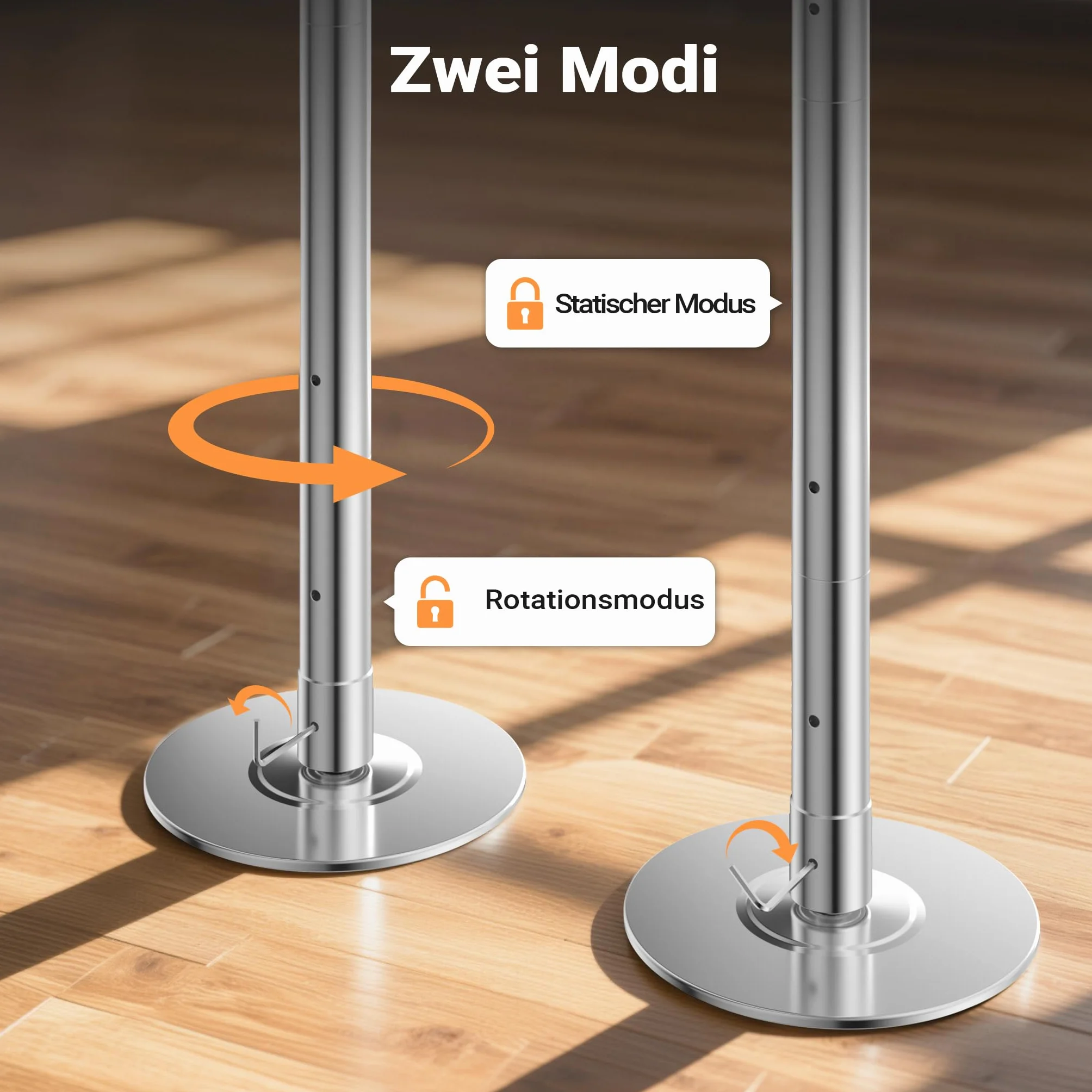 WilTec Barra de Baile Profesional Pole Dance Ø45mm Altura Ajustable 2,31-2,74 m Acero