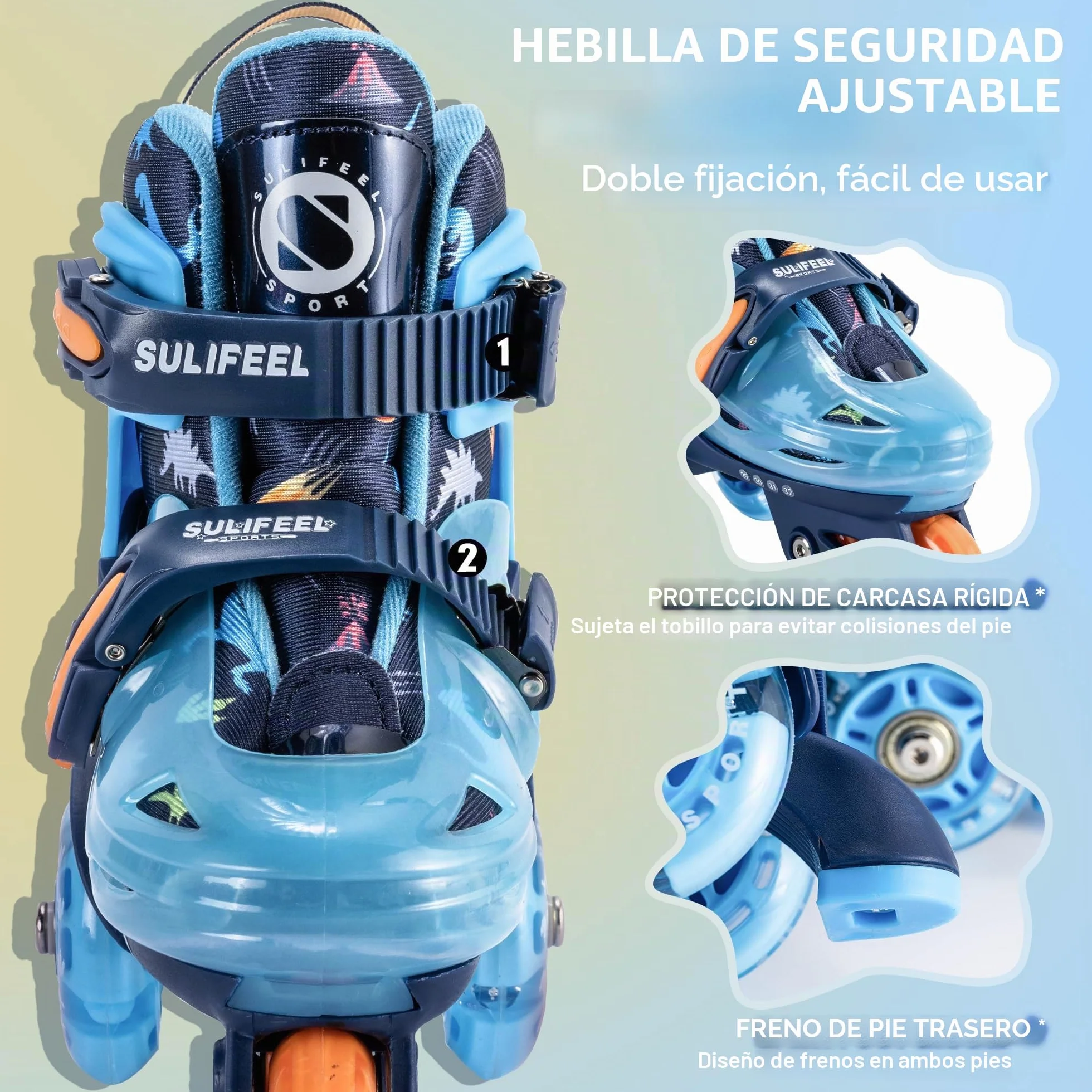 SULIFEEL Patines Ajustables para Niños con Ruedas Luminosas
