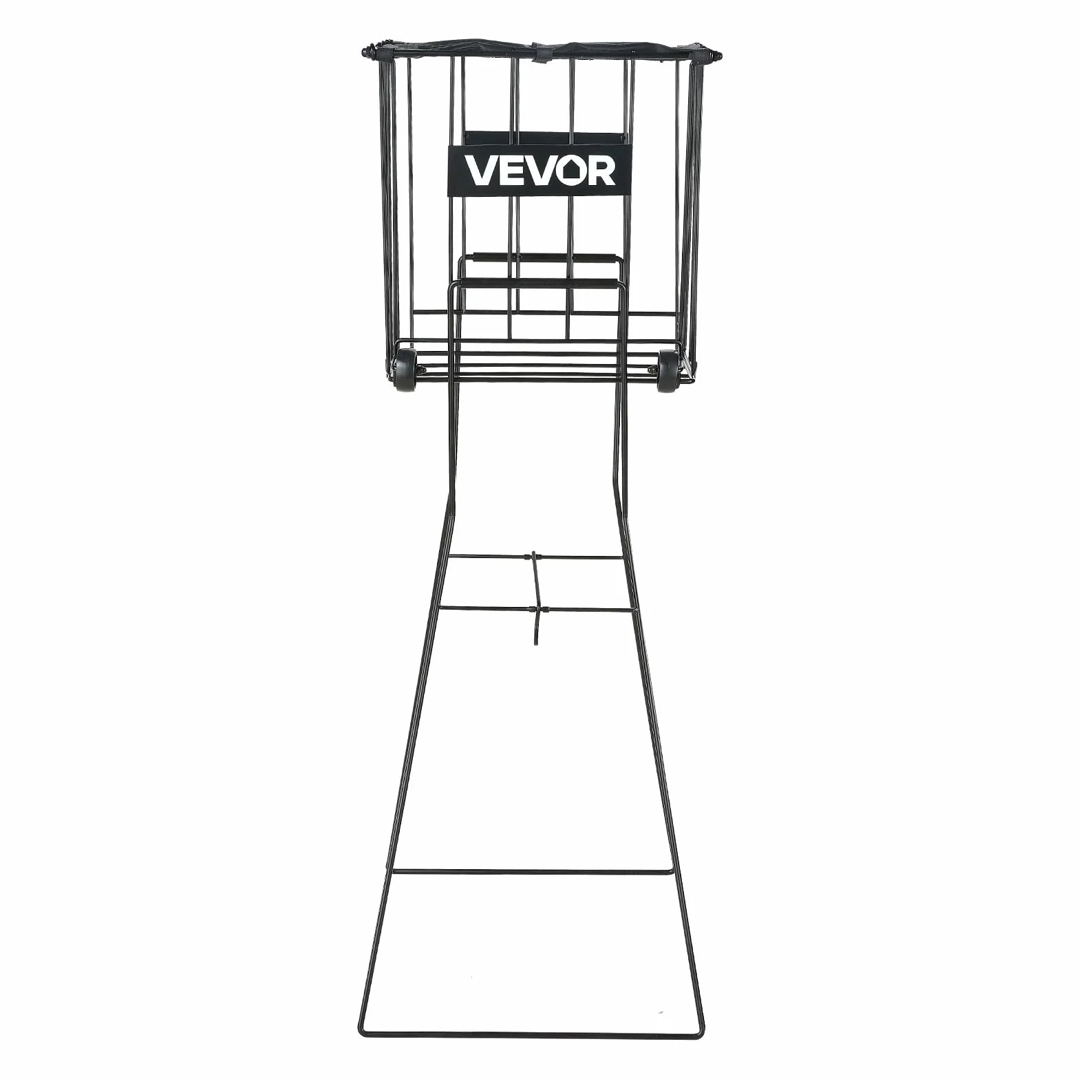 VEVOR Recogepelotas de Tenis con Ruedas y Mango, Capacidad para 75 Pelotas o 52 Pickleball, Cesta Portátil de Tenis con Soporte, Altura Ergonómica, Carro de Acero para Entrenamiento y Almacenamiento