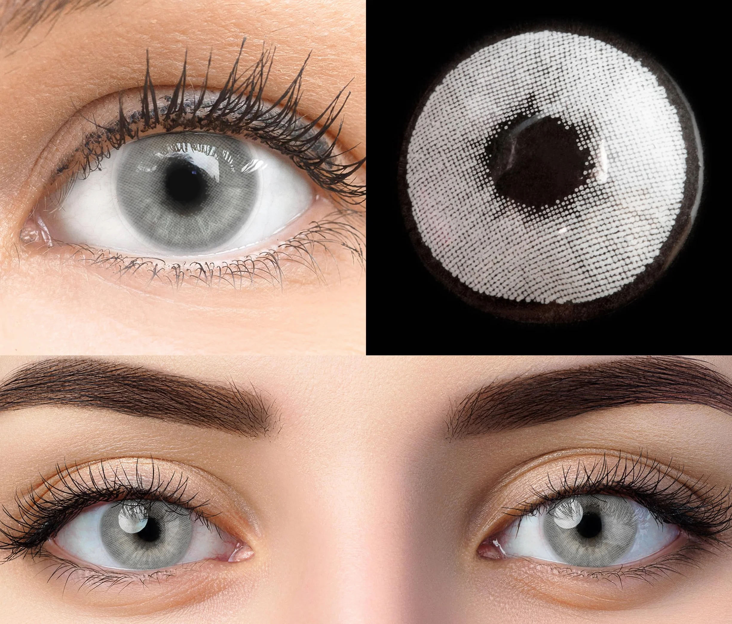 GLAMLENS lentillas de color gris Pisa Grey 1 par 90 Días Sin Graduación hidrogel de silicona